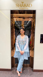 Glass Tissue Thread Embroidered Coord Set With Inner
