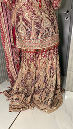 JODHA- WINE HERITAGE PAISLEY SHARARA SUIT