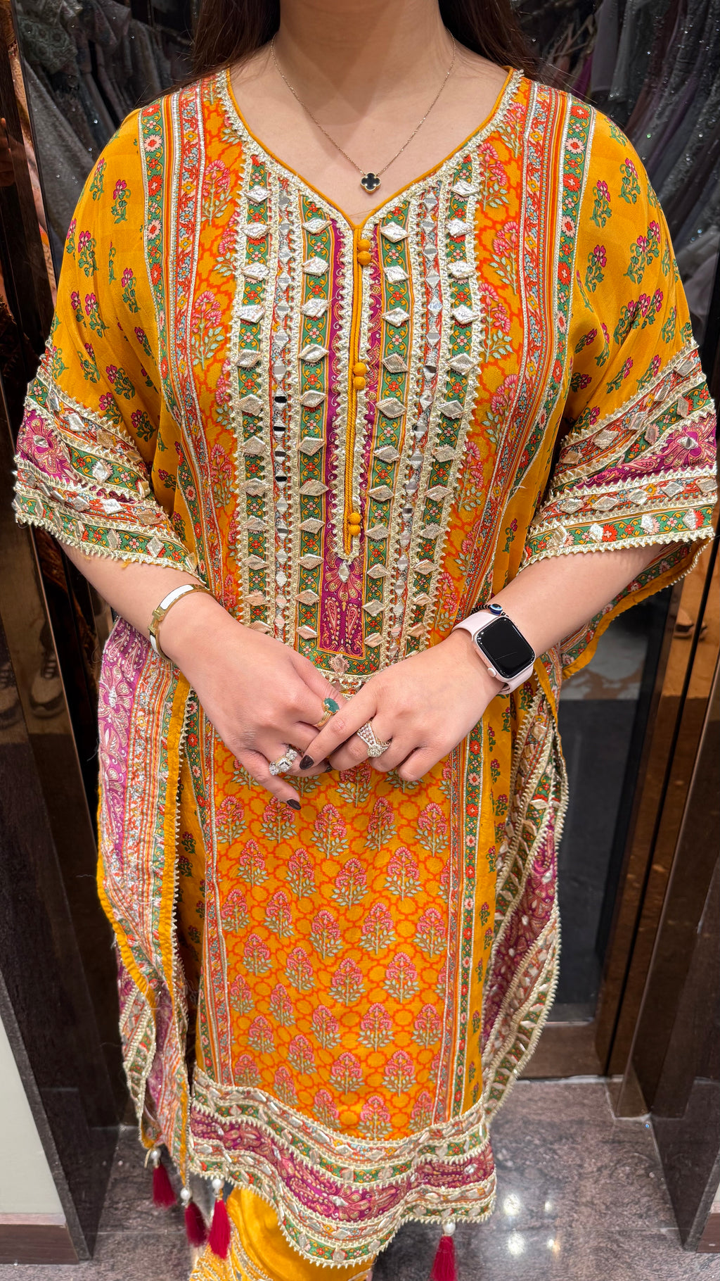 Multi print designer kaftan set