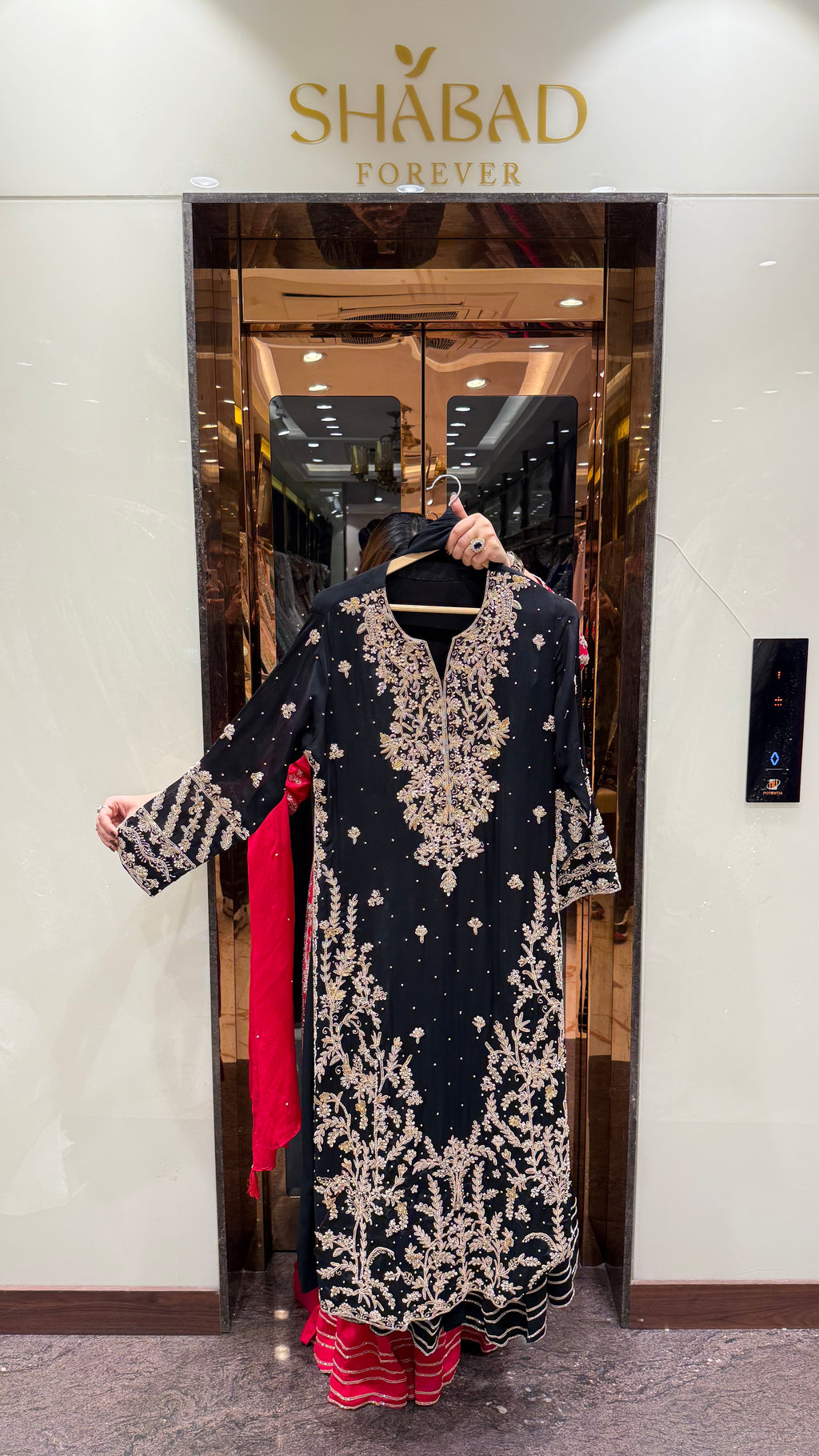 Long handwork Suit With Sharara