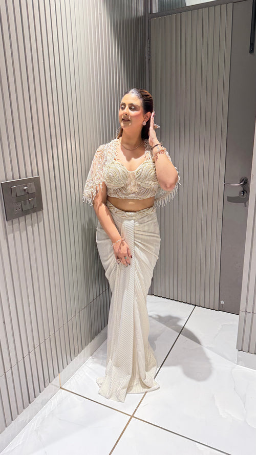 3-piece Indo-Western Cape Set with Drape Skirt