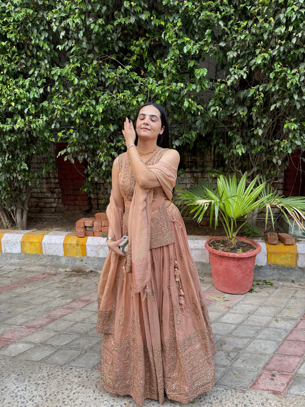Short Shirt Style Designer Lehenga With Zari & Badla Work