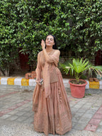Short Shirt Style Designer Lehenga With Zari & Badla Work
