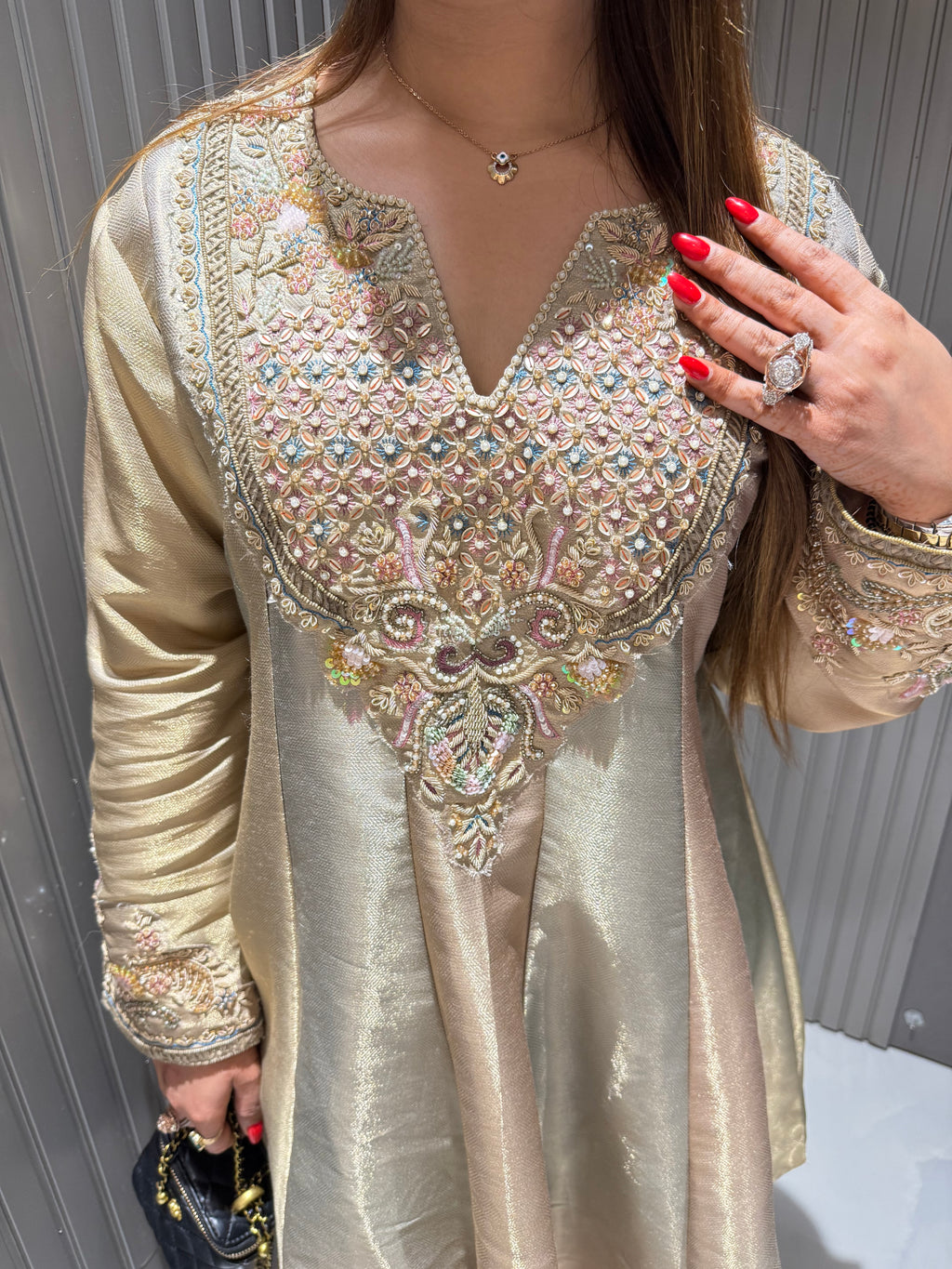 Dual Shade Micro Shimmer Coord Set With Dabka Work