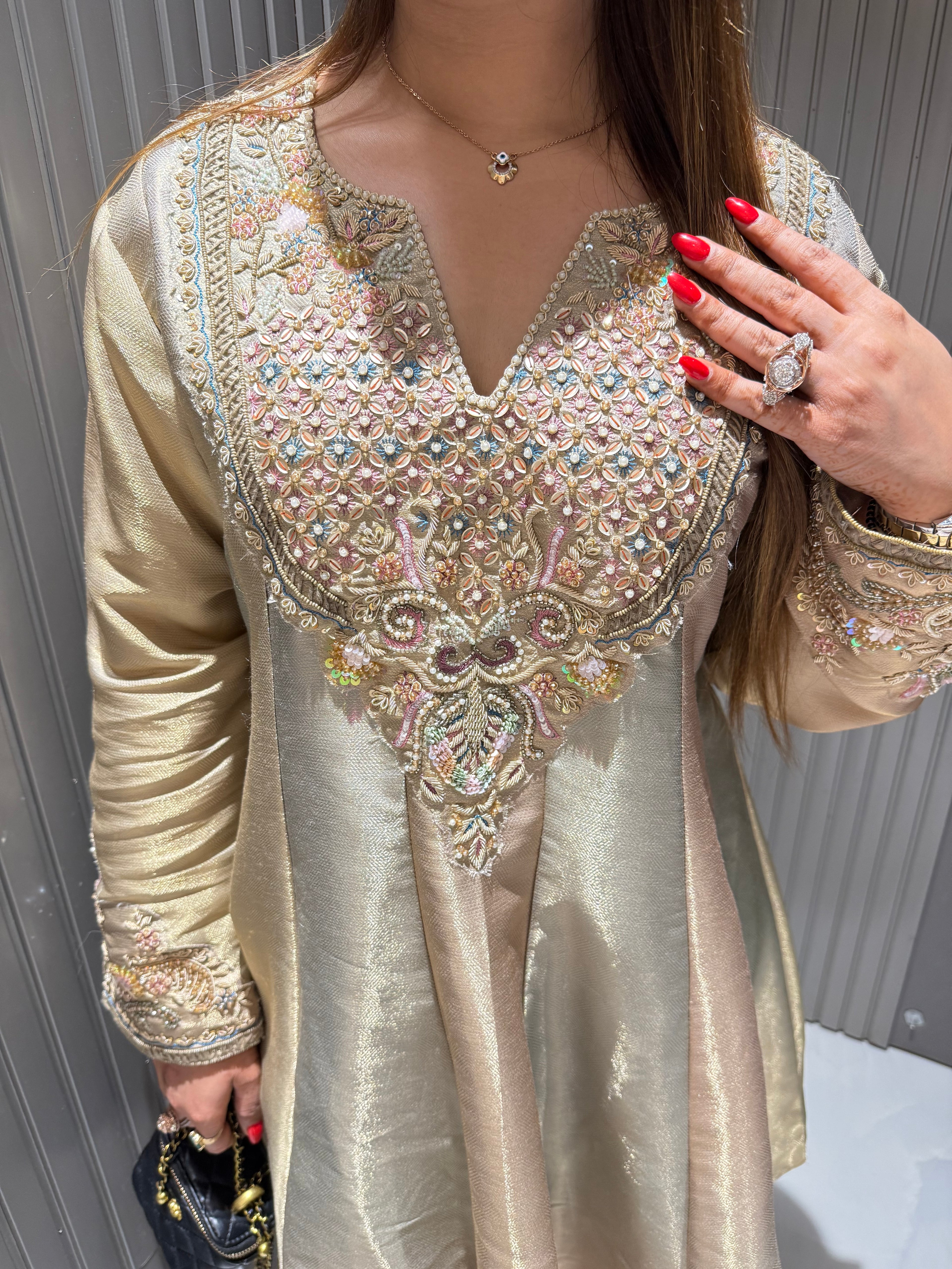 Dual Shade Micro Shimmer Coord Set With Dabka Work