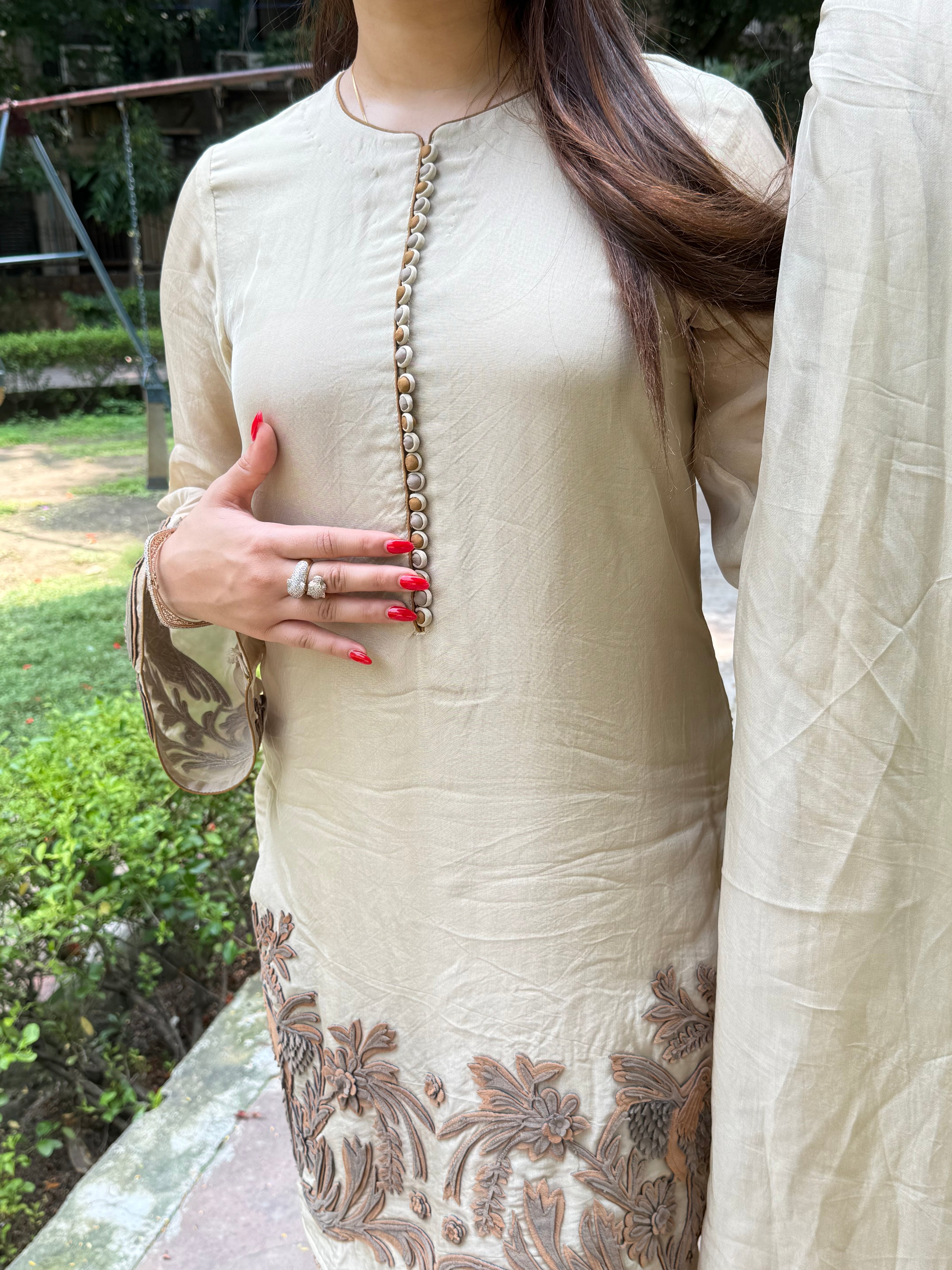 DESERT PALM ORGANZA UNSTITCHED SUIT