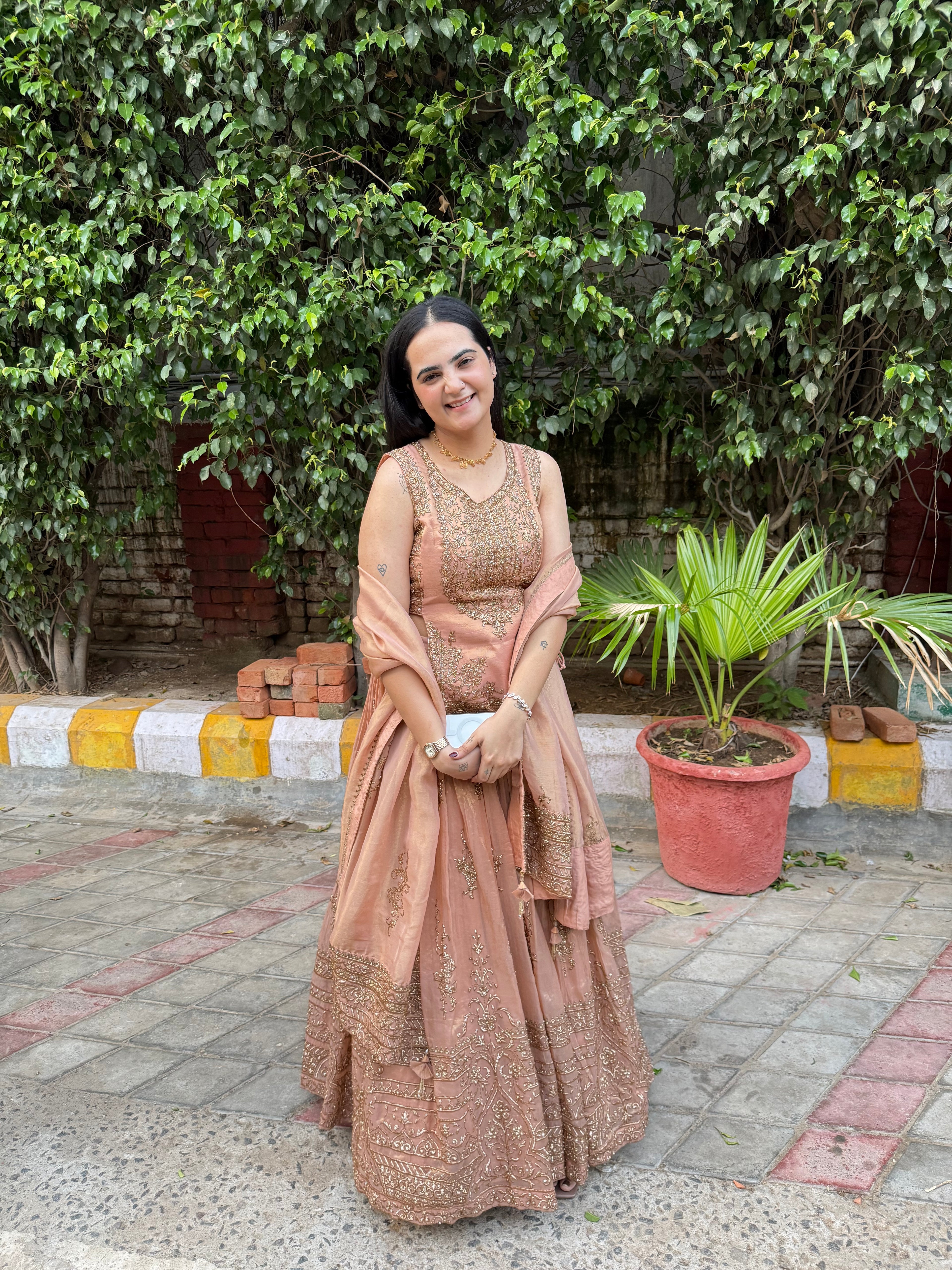 Short Shirt Style Designer Lehenga With Zari & Badla Work