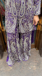 Handwork Chinon Suit With Pearlwork & Katdana Detailing