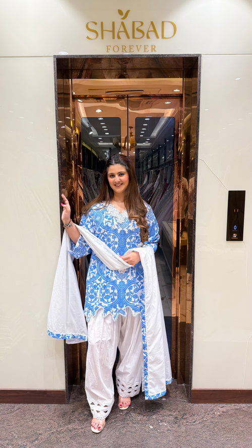BLUE FARSHI CUTWORK SUIT