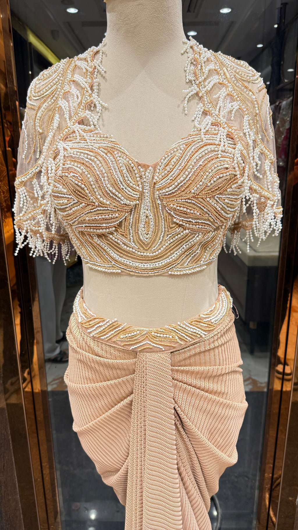 3-piece Indo-Western Cape Set with Drape Skirt