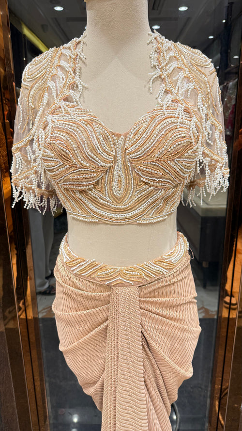 3-piece Indo-Western Cape Set with Drape Skirt