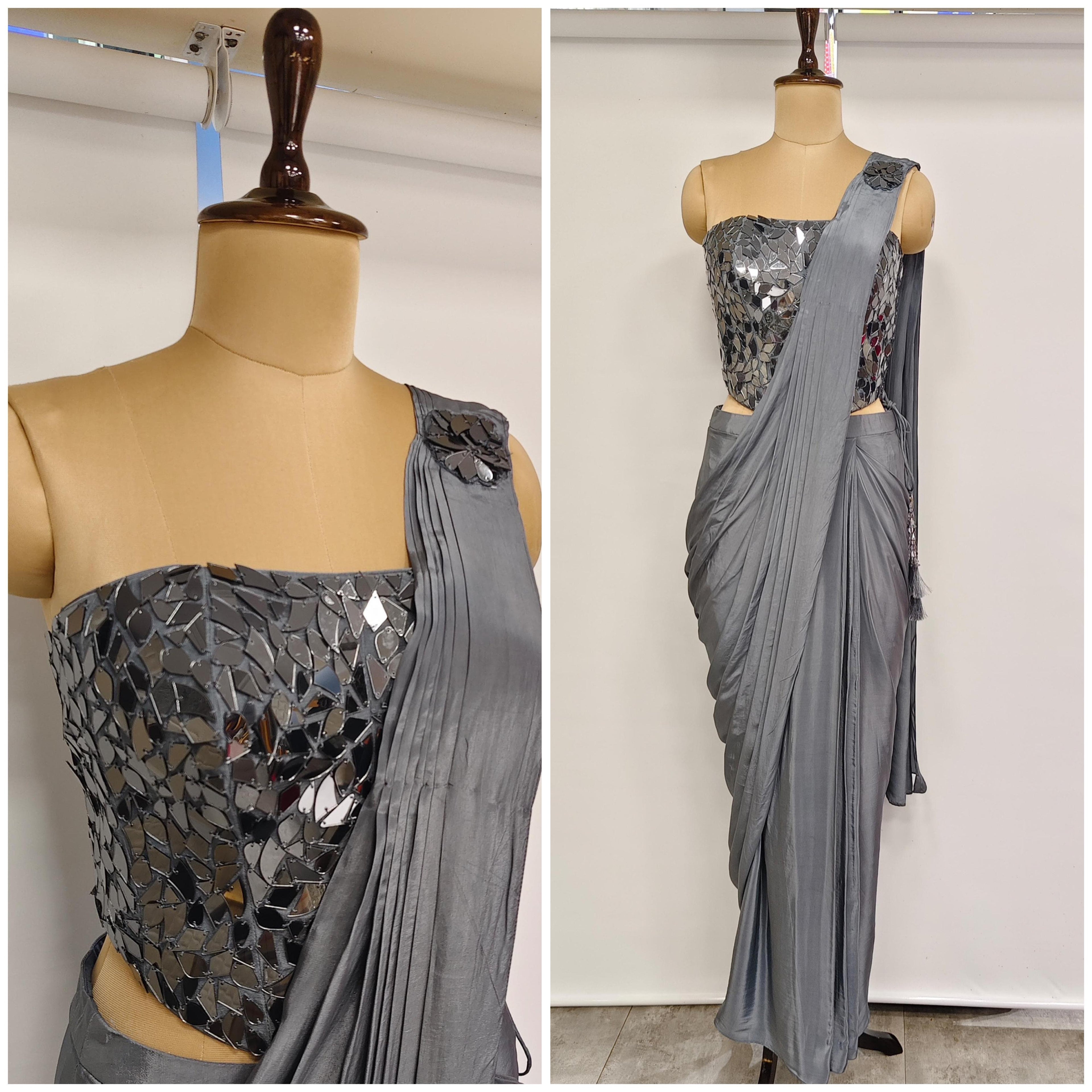 Mirror Tulip Corset Saree