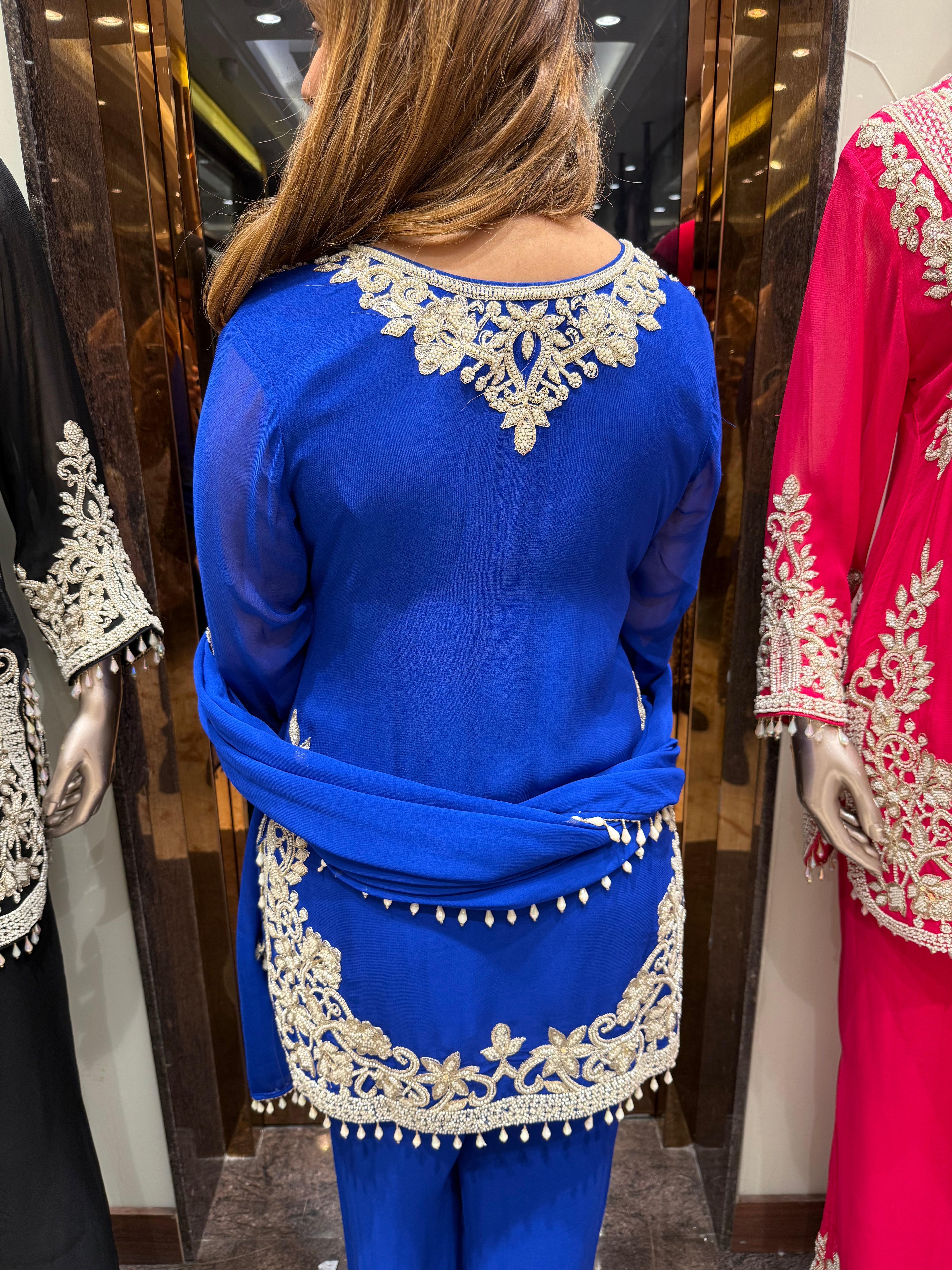 Pearl embroidered suit set