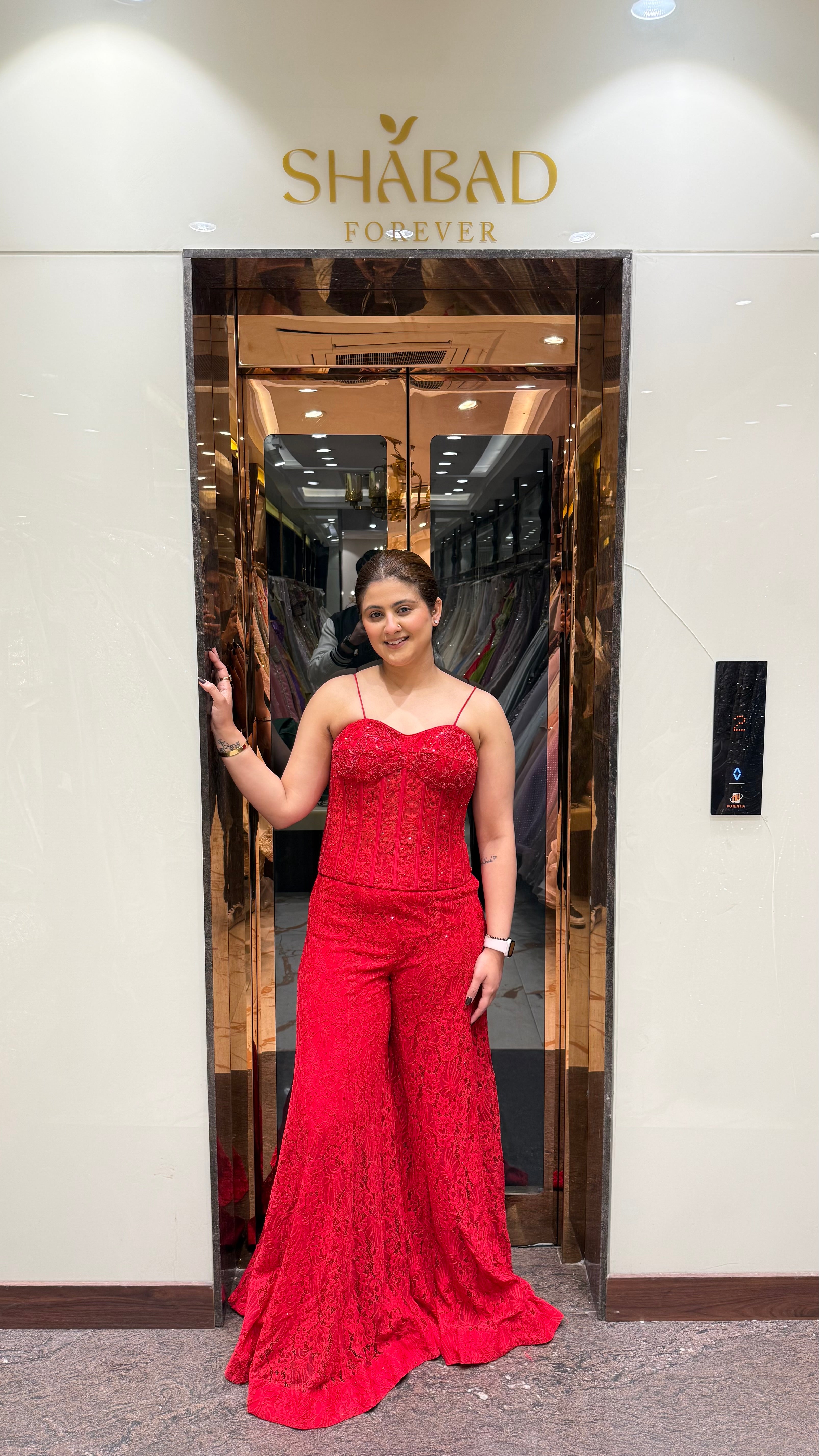 Schandley Red Corset with Pallazo