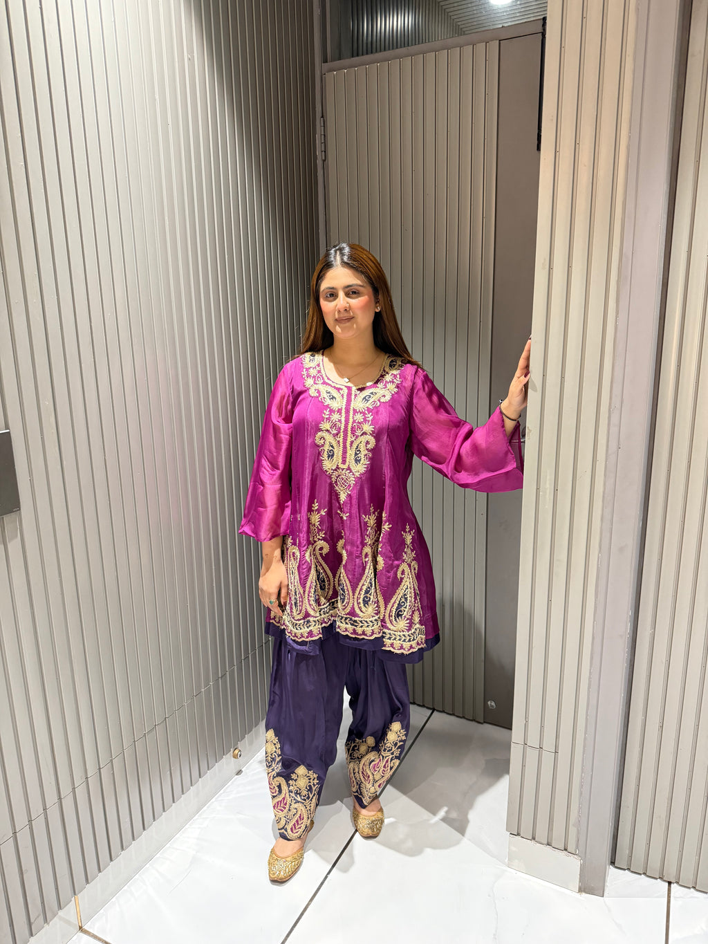 Purple Peplum Coord with Afghani Salwar