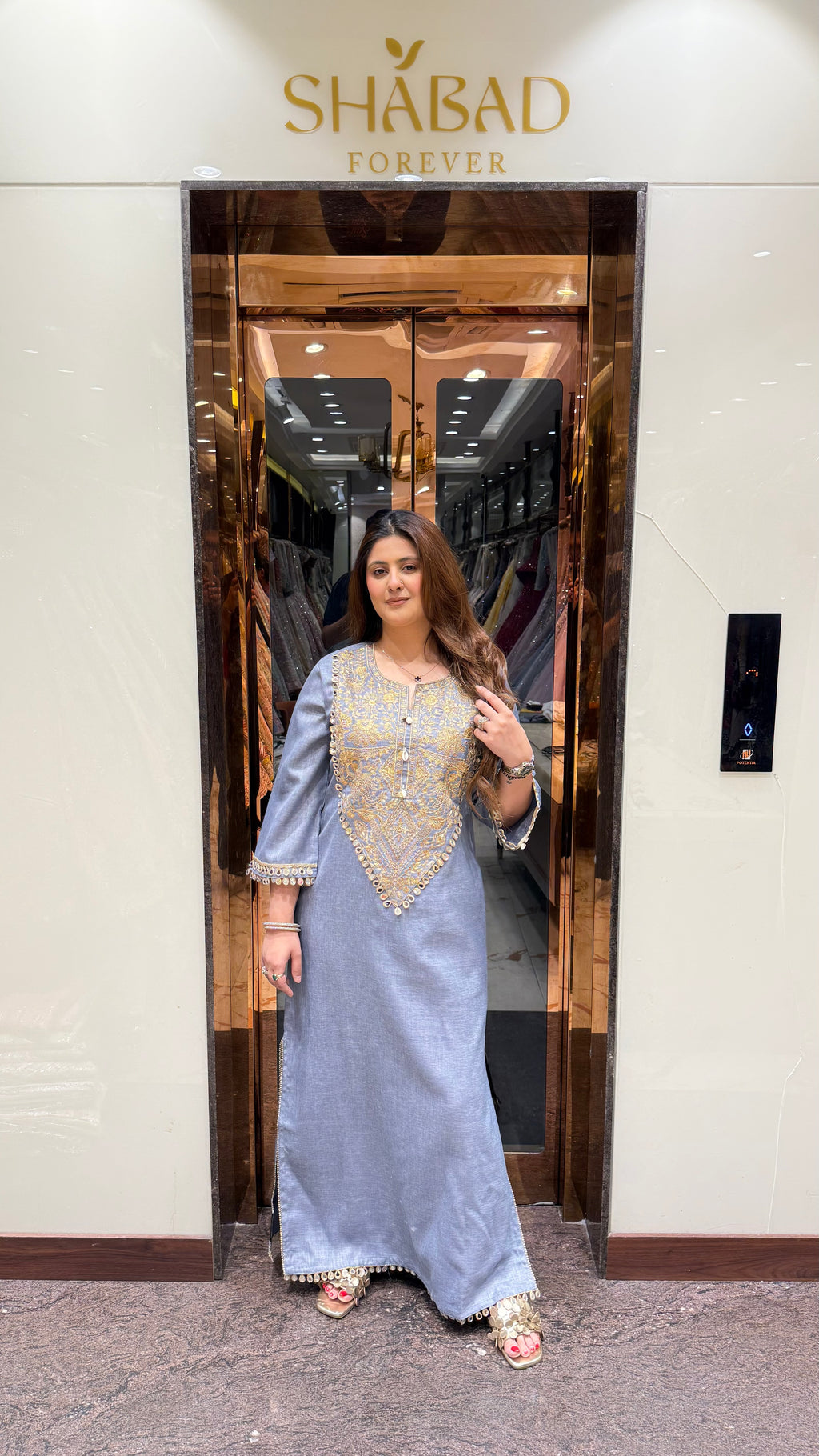 OMAN DENIM SLIT DRESS