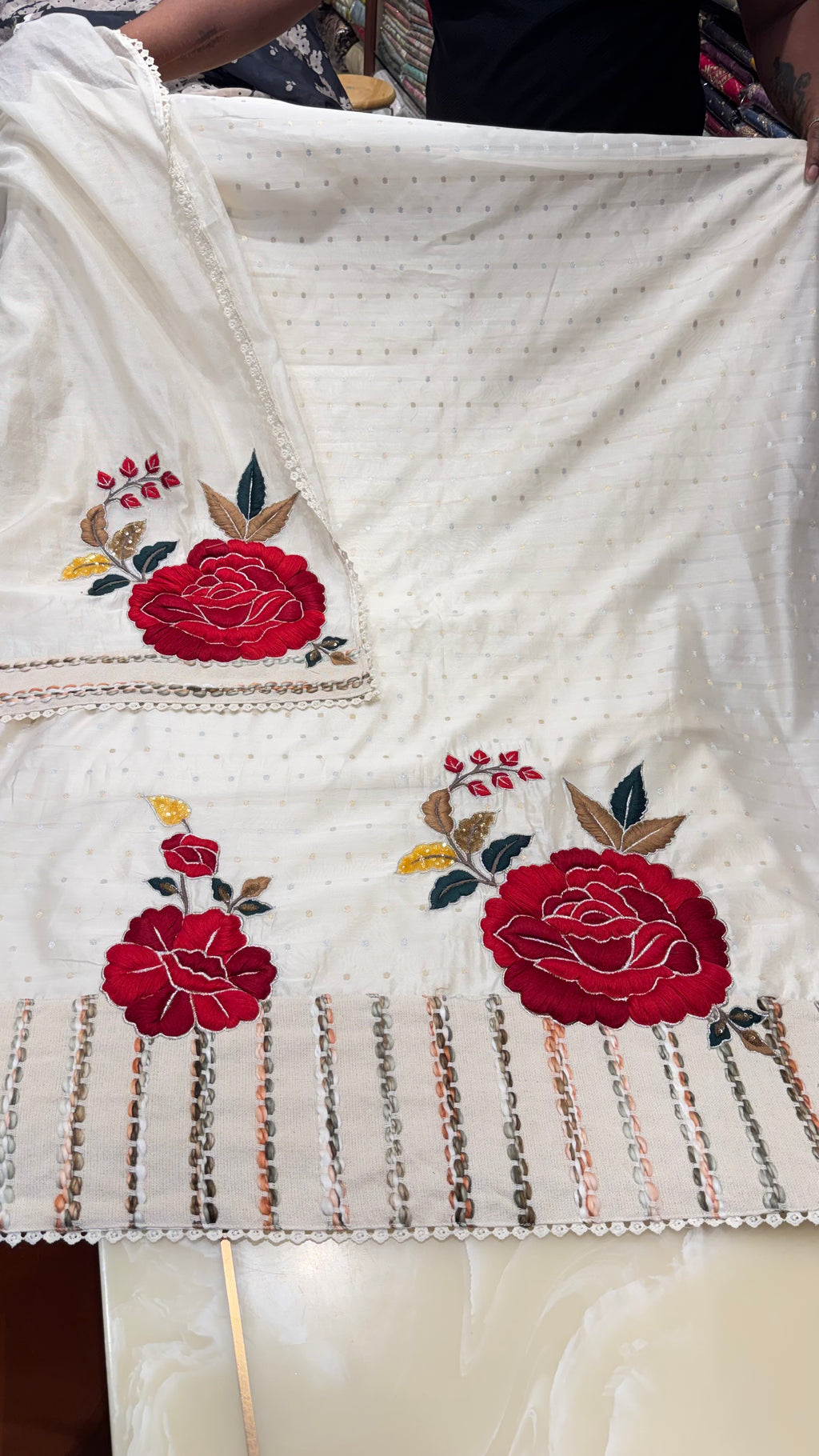 ROSE STRIP UNSTITCHED SUIT