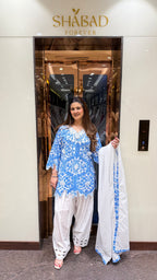 BLUE FARSHI CUTWORK SUIT