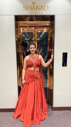 Chaarvi Rust Drape Saree