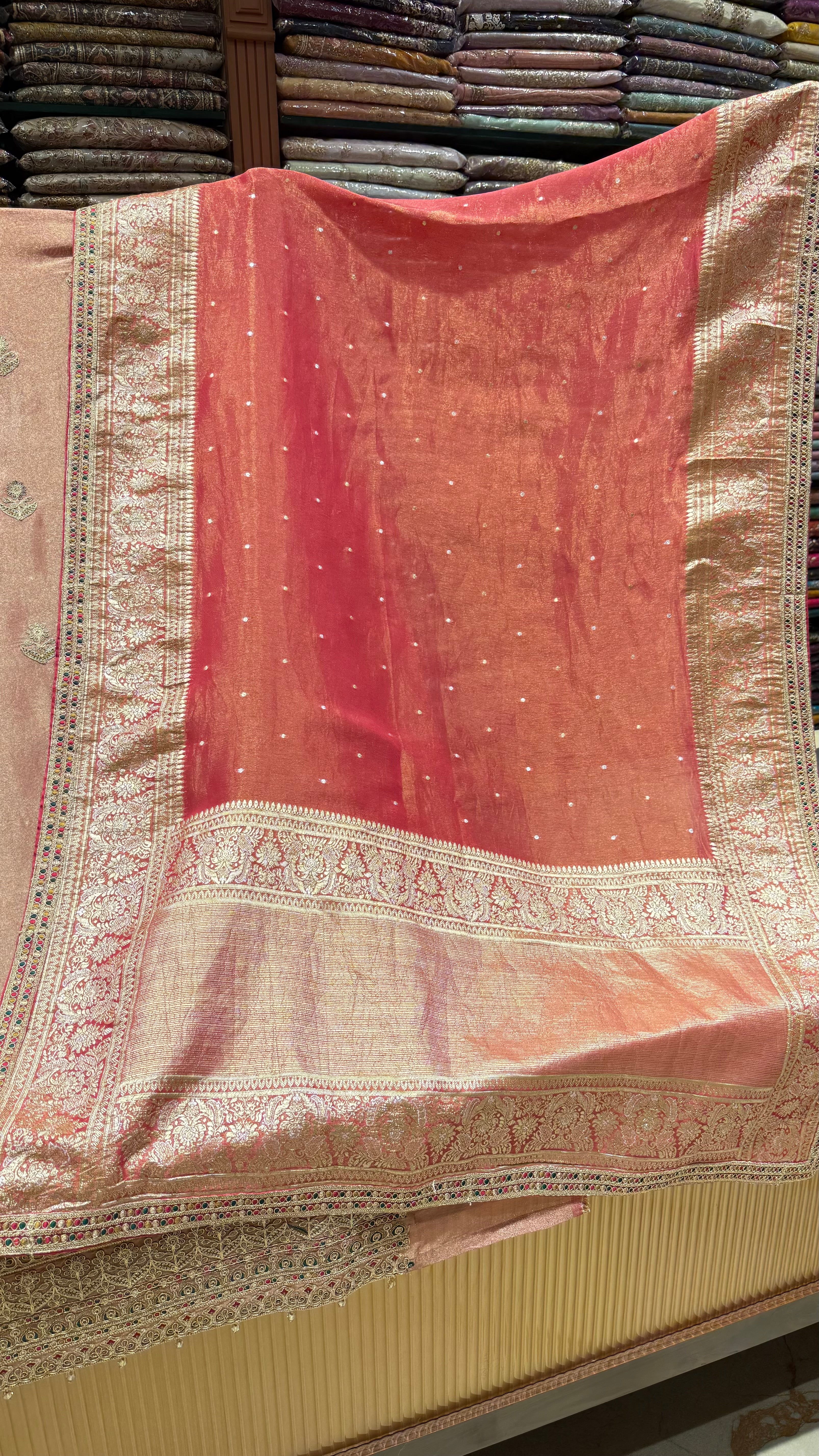 RIVAAYA SHIMMER BANARSI UNSTITCHED SUIT