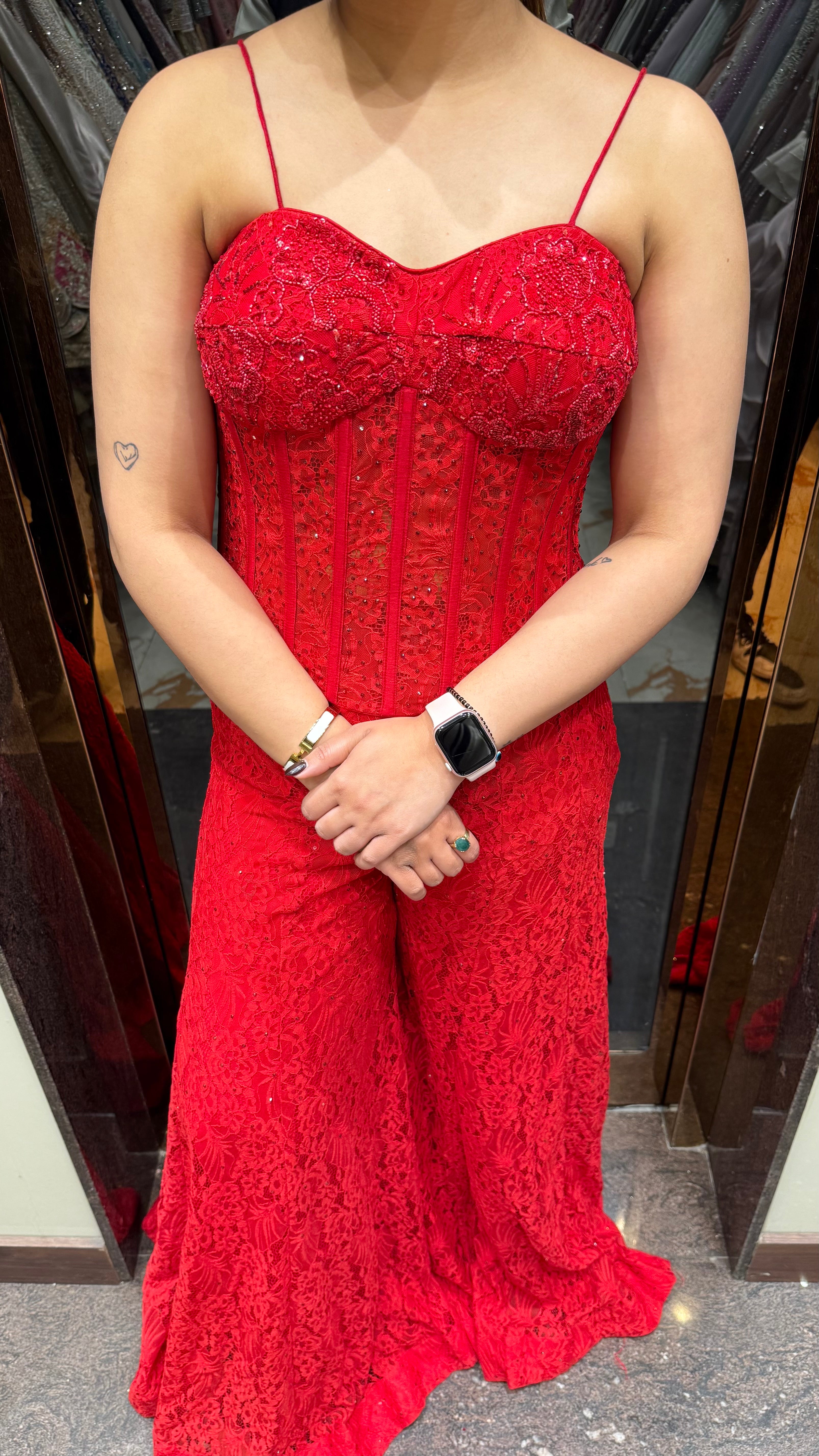 Schandley Red Corset with Pallazo