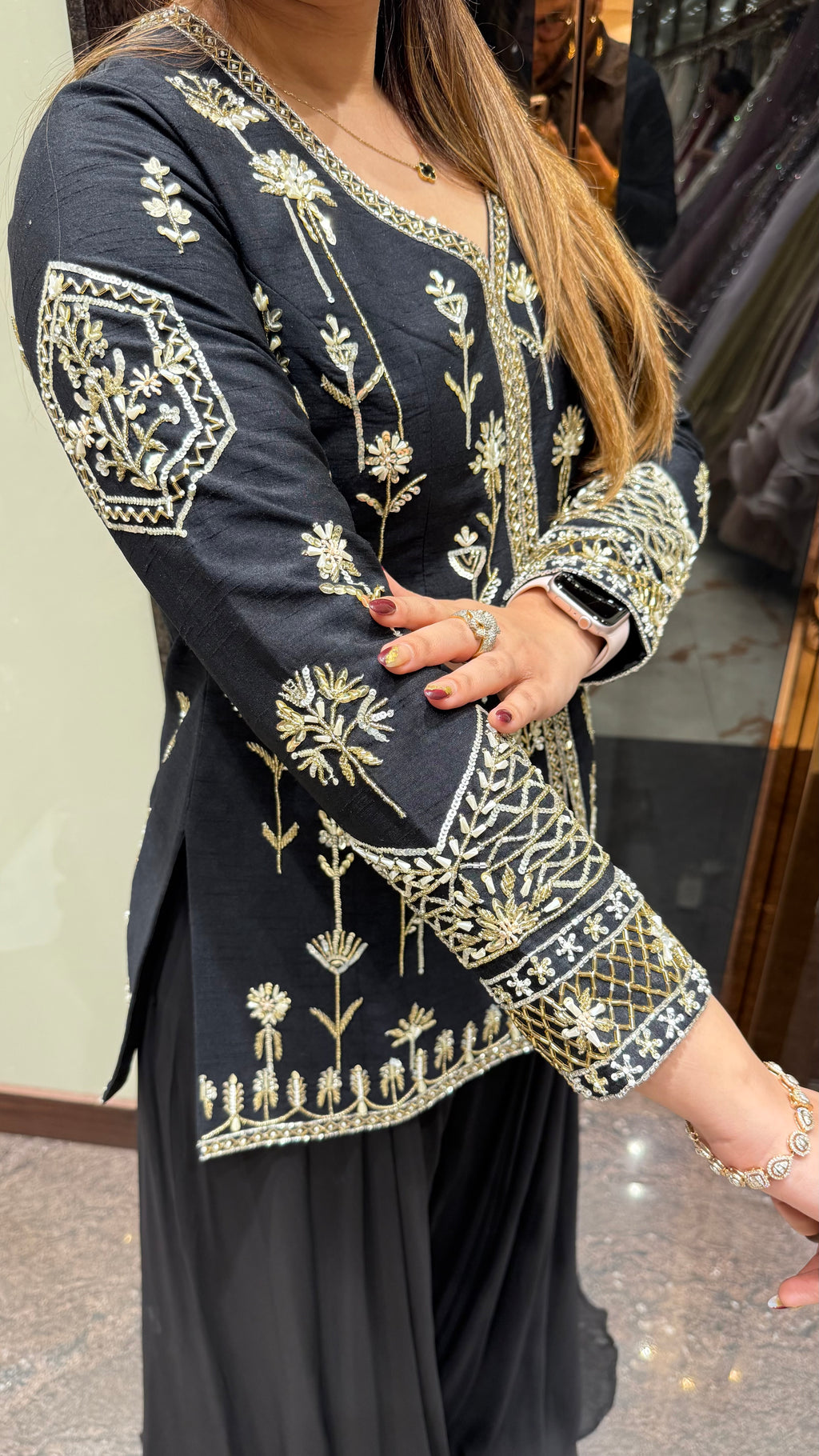 2pc indowestern set with katdana & sequin work