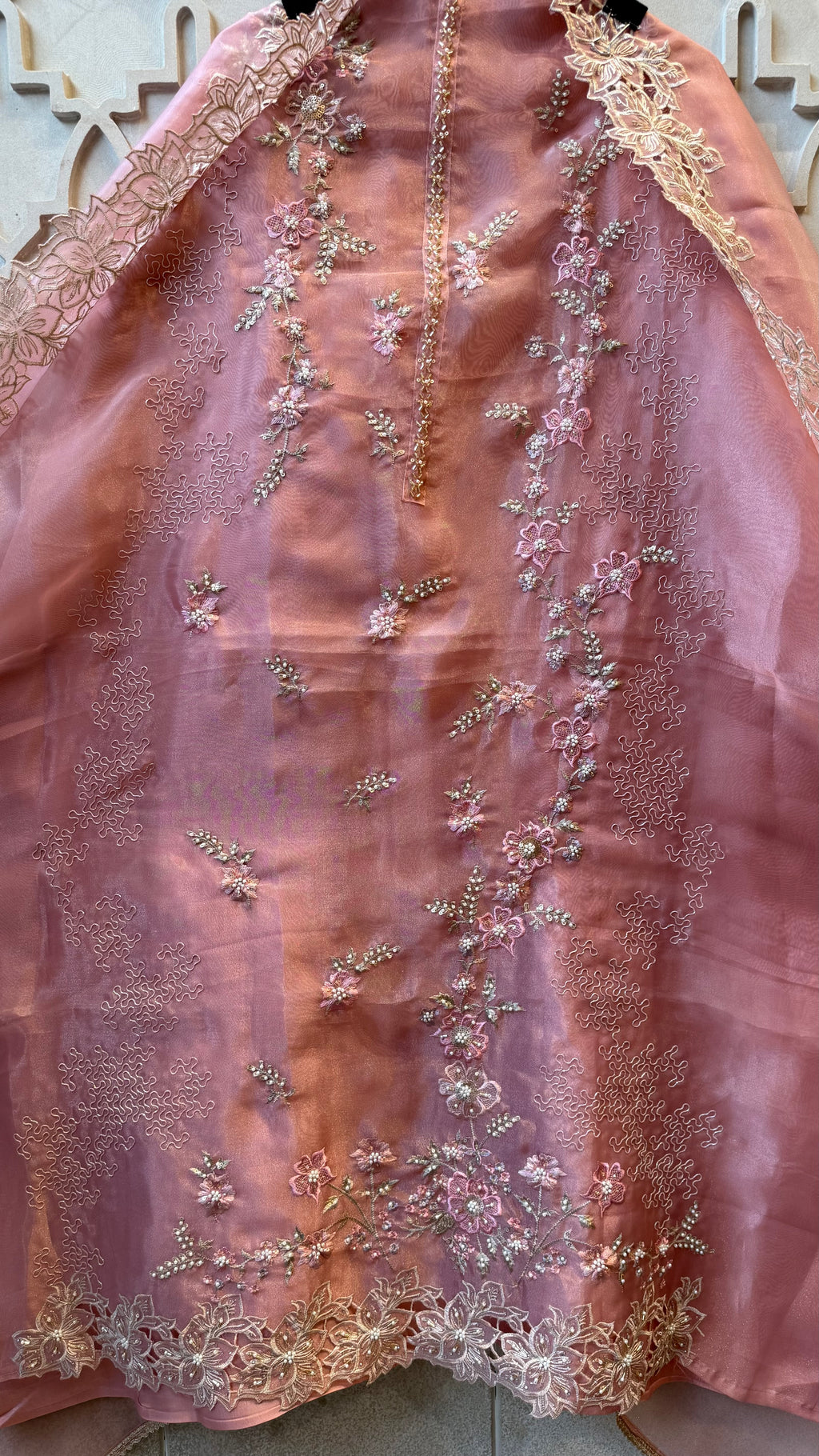Glass Tissue Hand Work Unstitched Suit