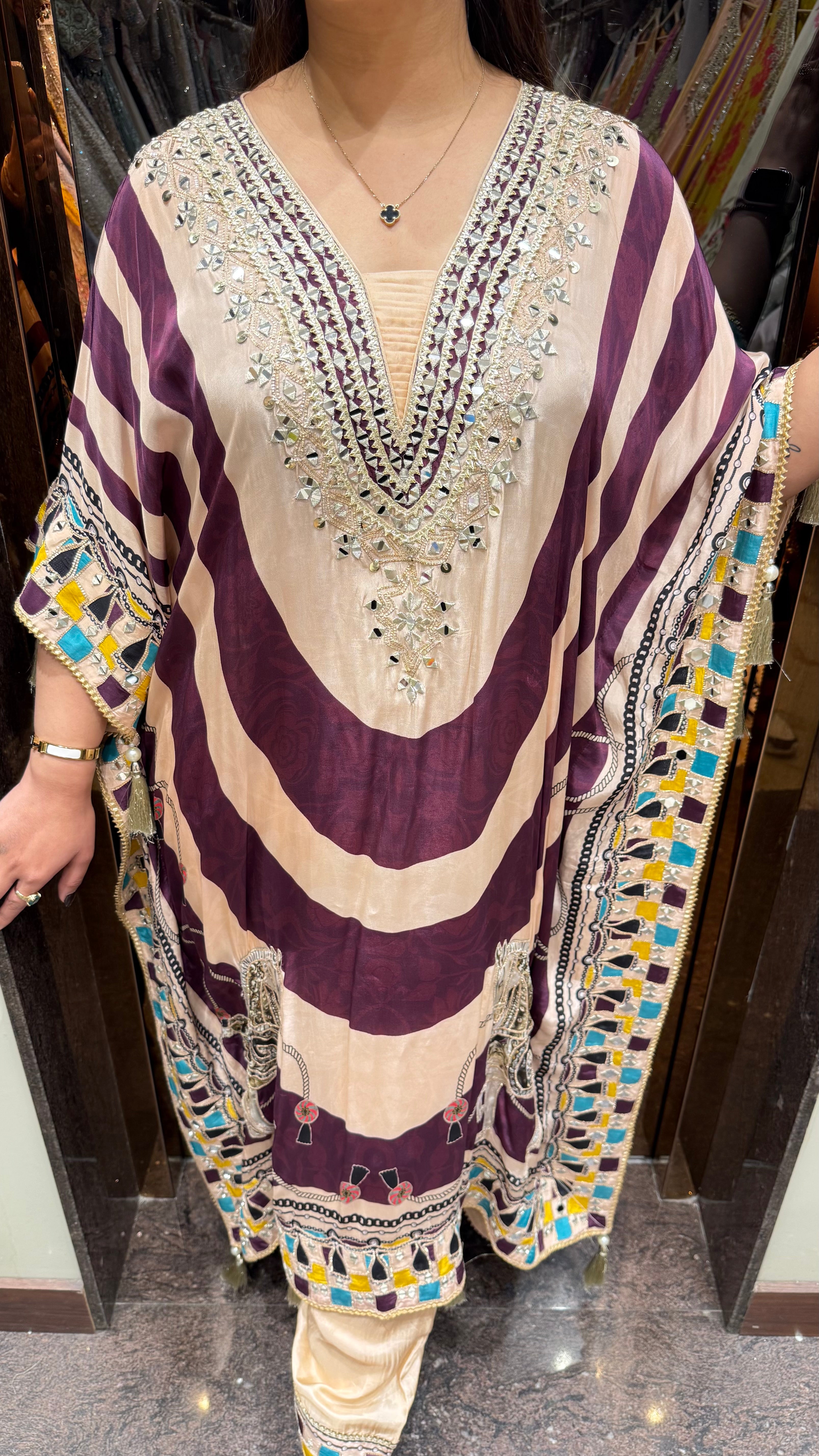 Horse Detailing Kaftan Set with Salwar