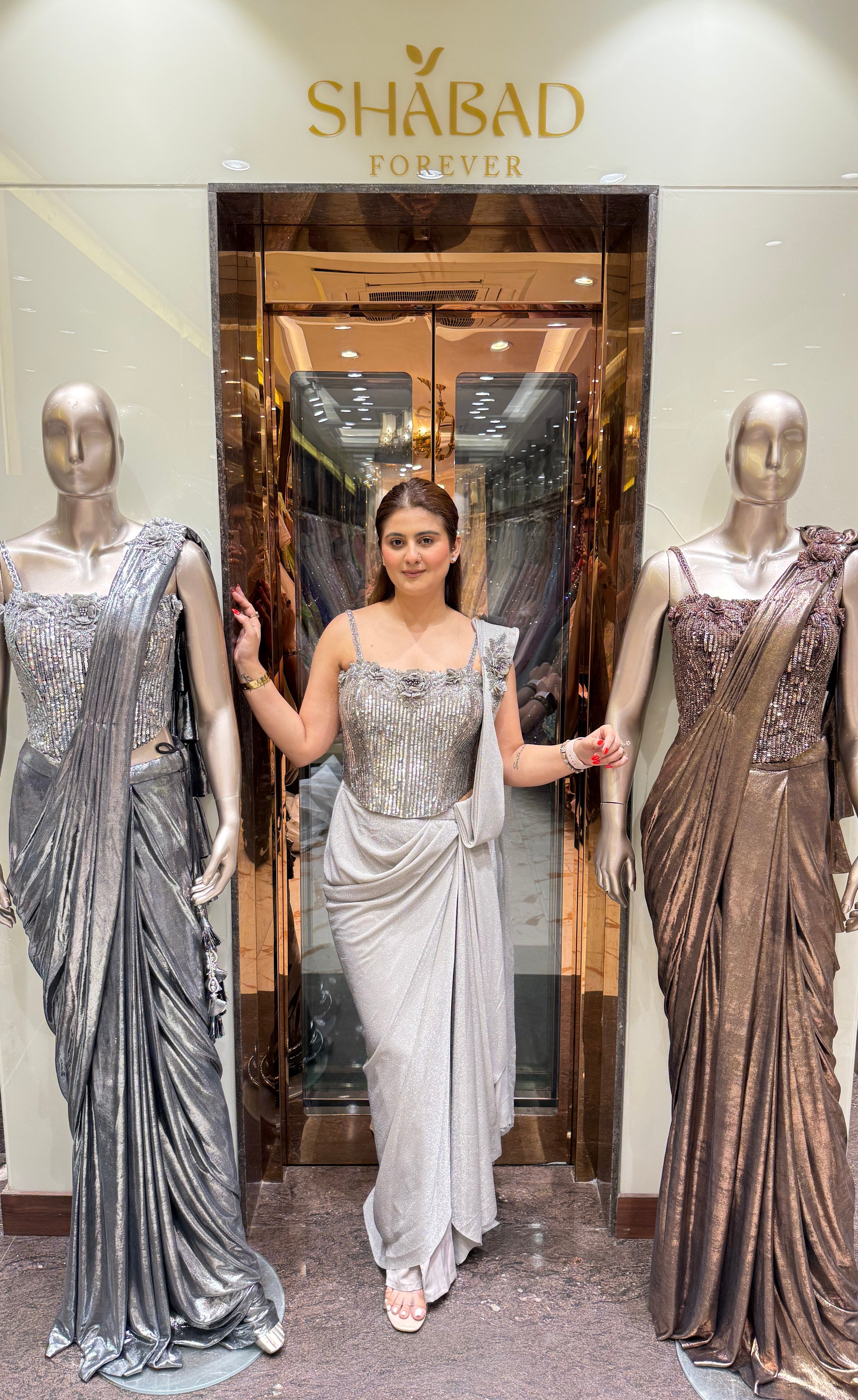 Fara long corset drape saree