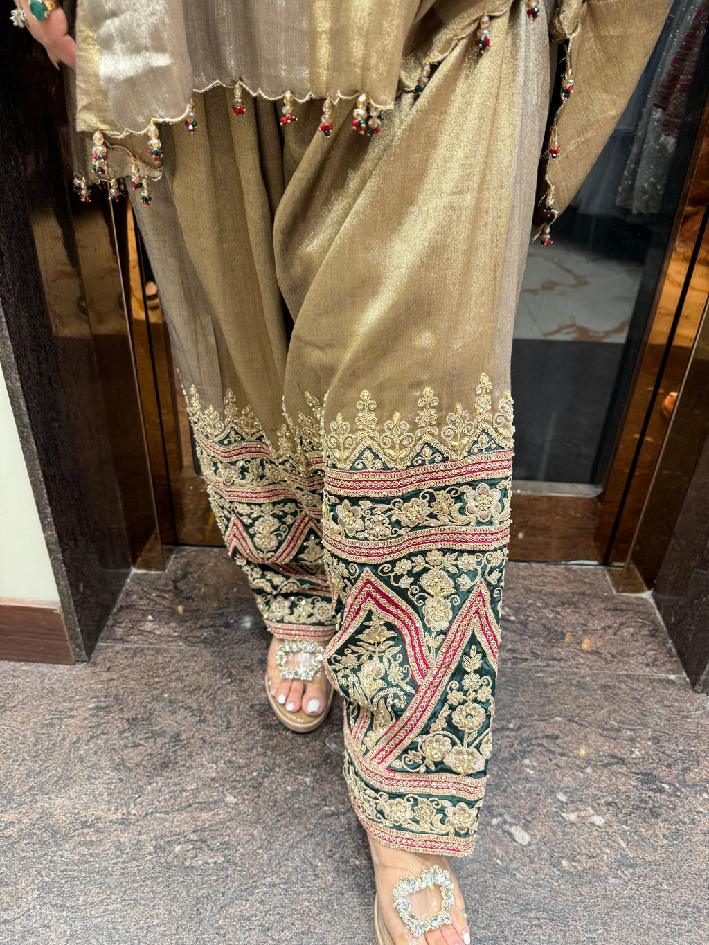 Handwork heavy designer coordset with hand embroidered farshi salwar