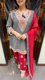 Colour block contrast farshi salwar suit