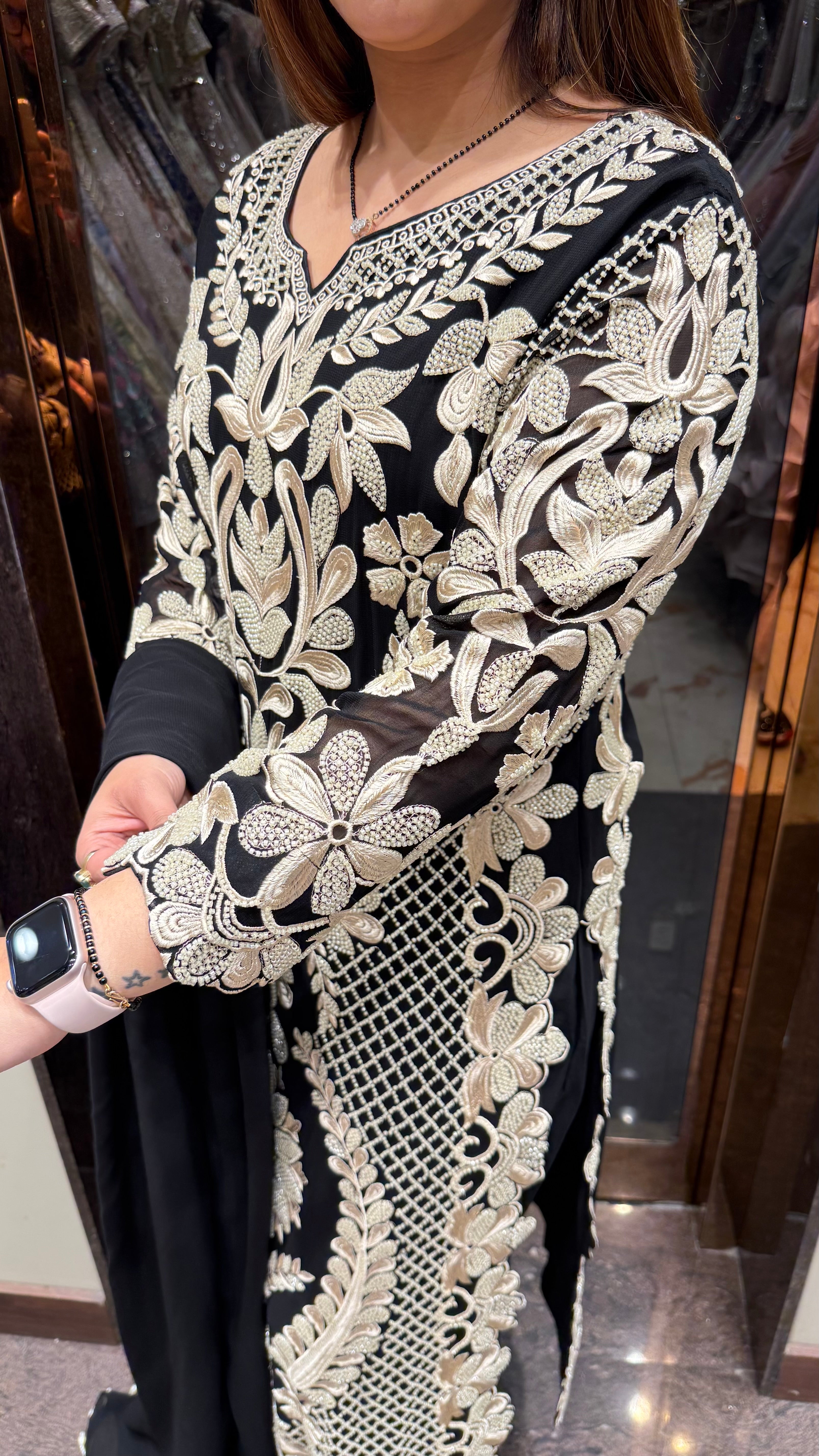 Ulfat Long Hand Embroidered Suit