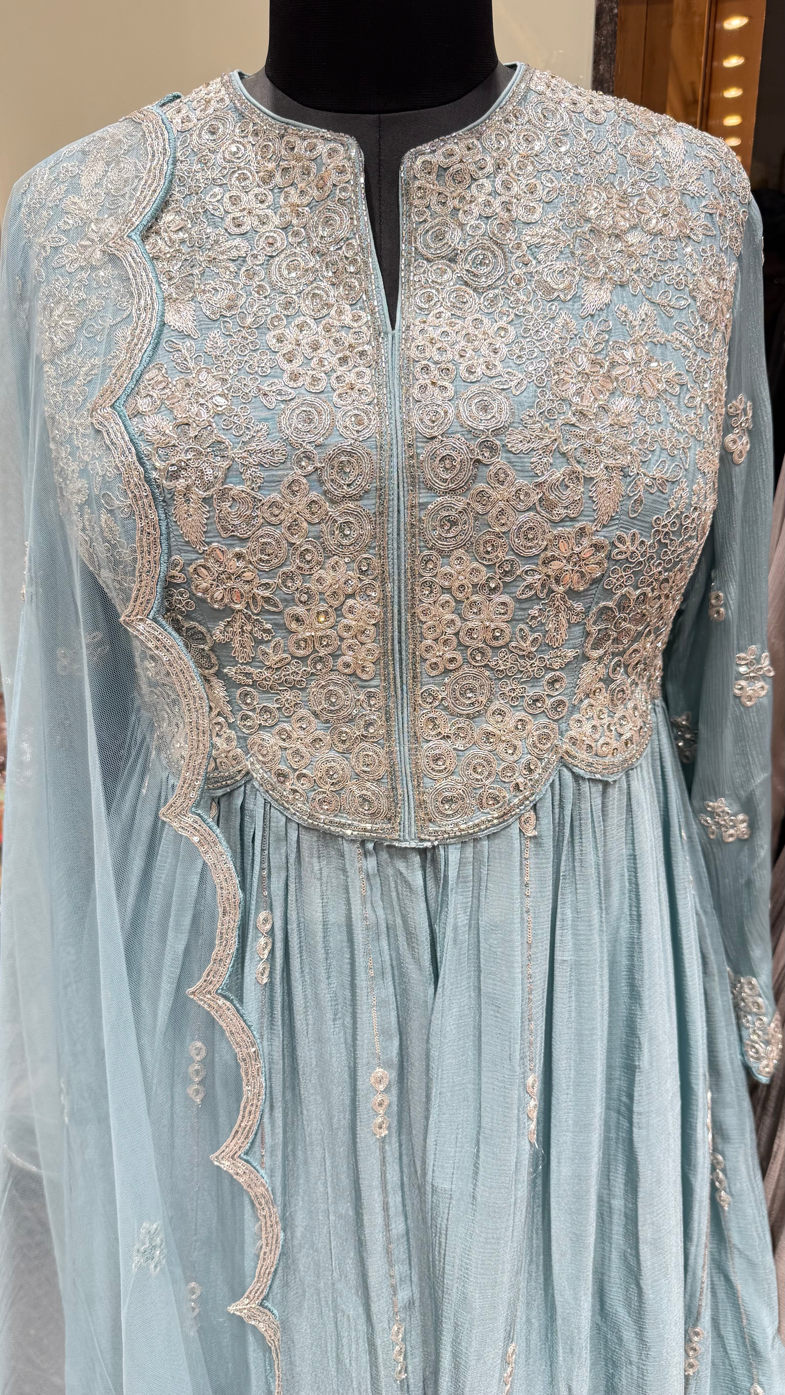 FROSTED PASTEL PEPLUM SHARARA SUIT