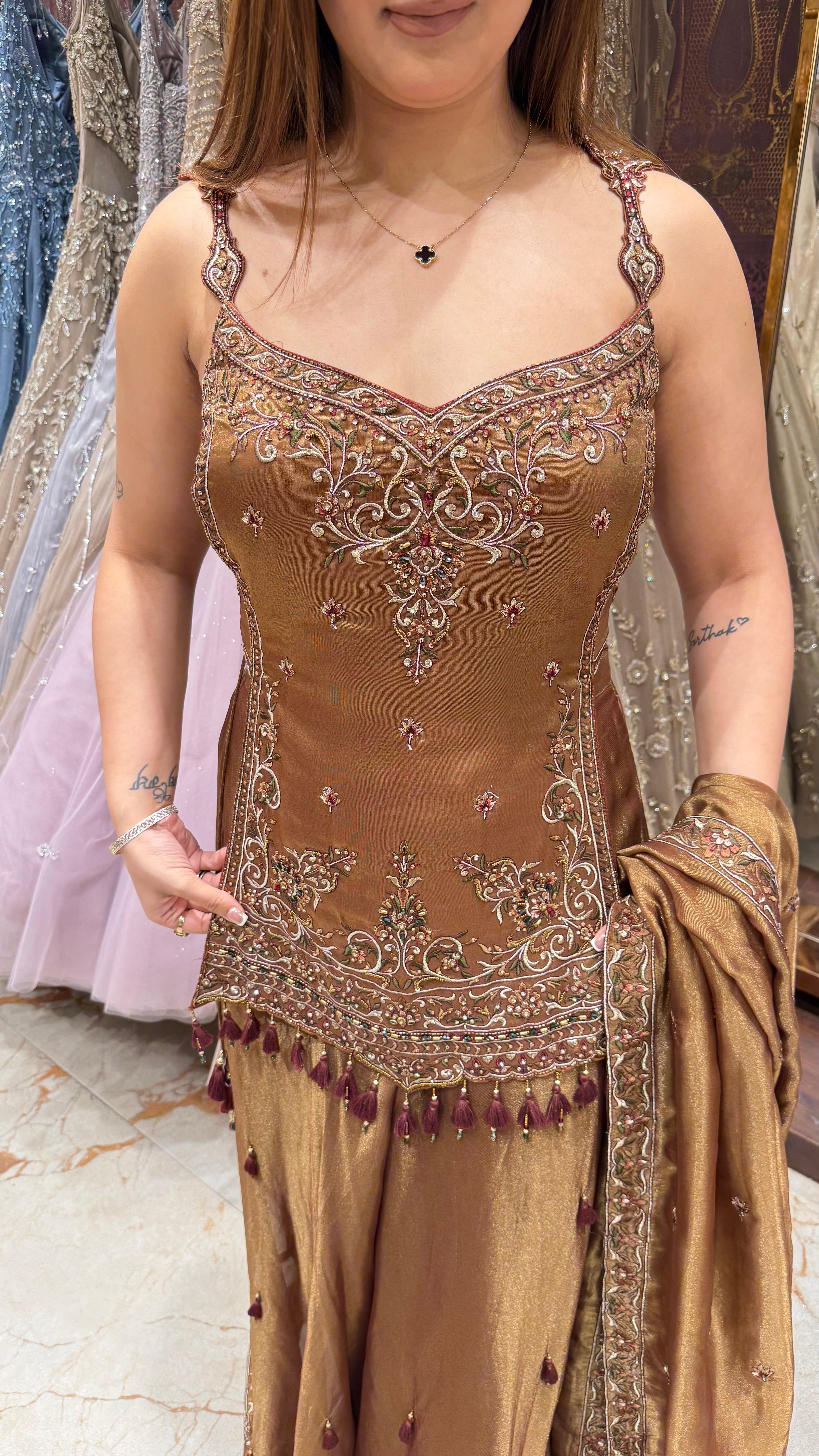 MASTAANI BRONZE INDOWESTERN SHARARA SET