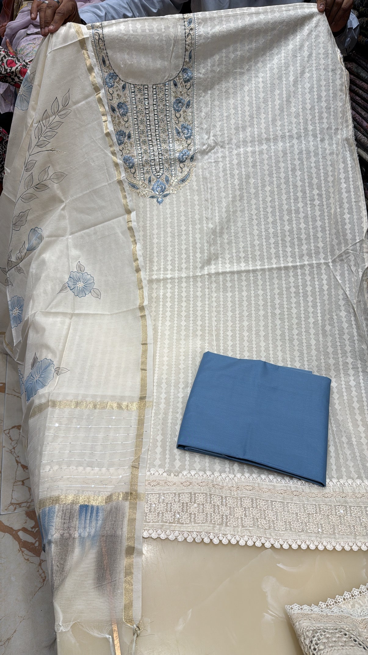 Blue Maheshwari Cotton Suit