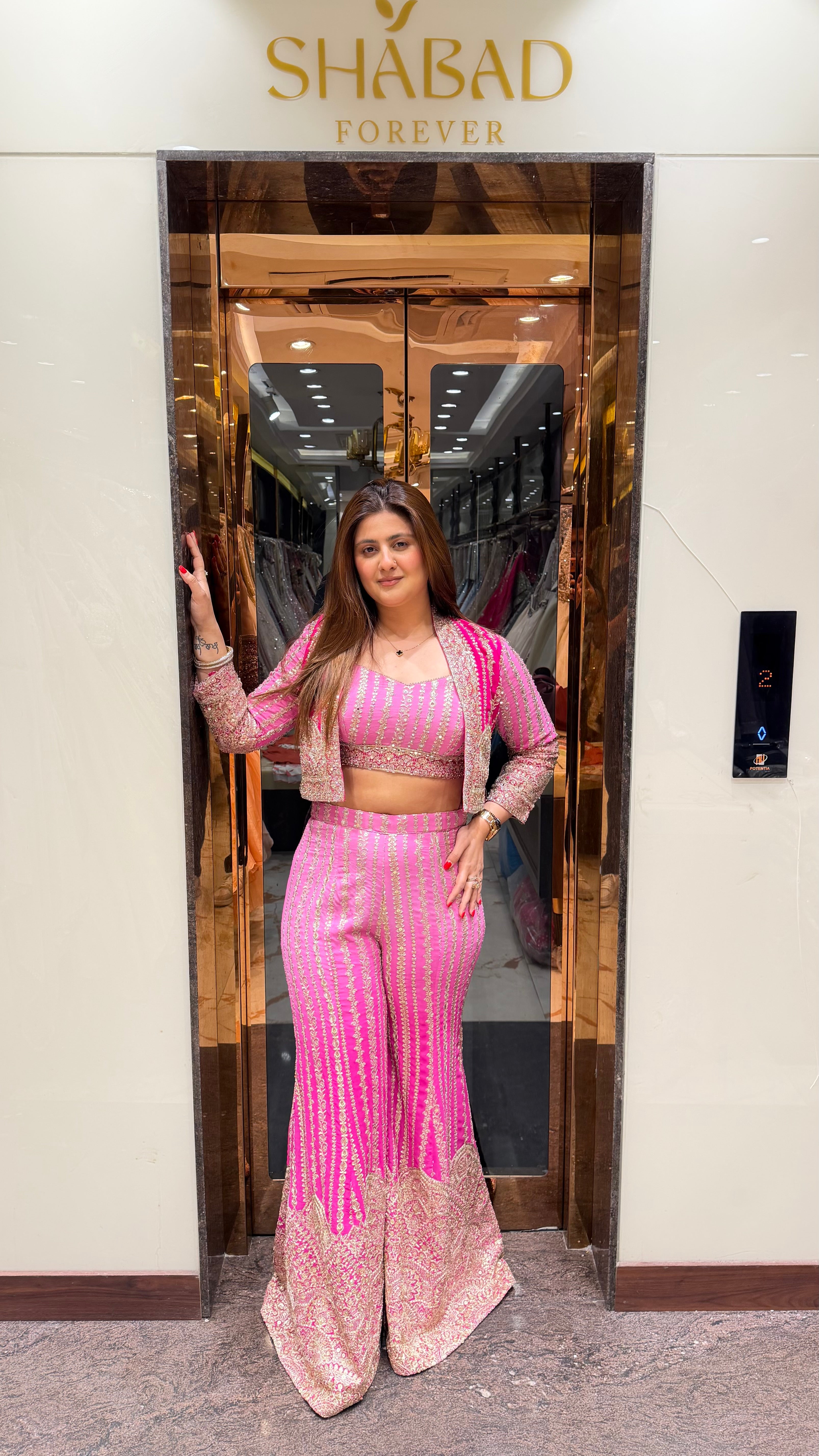 OMBRE PINK JACKET SHARARA SET