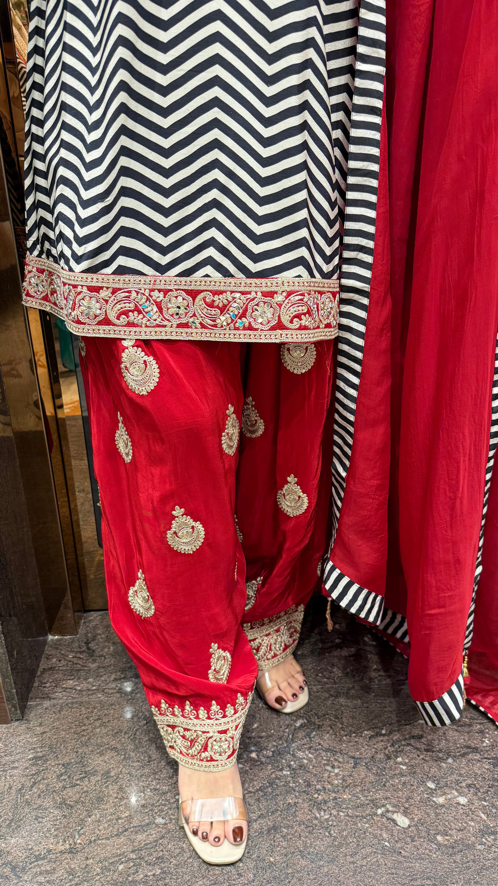 Colour block contrast farshi salwar suit