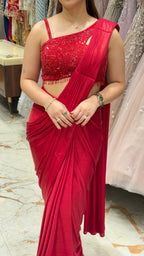 AMRELI RED DRAPE SAREE