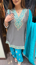 Colour block contrast farshi salwar suit