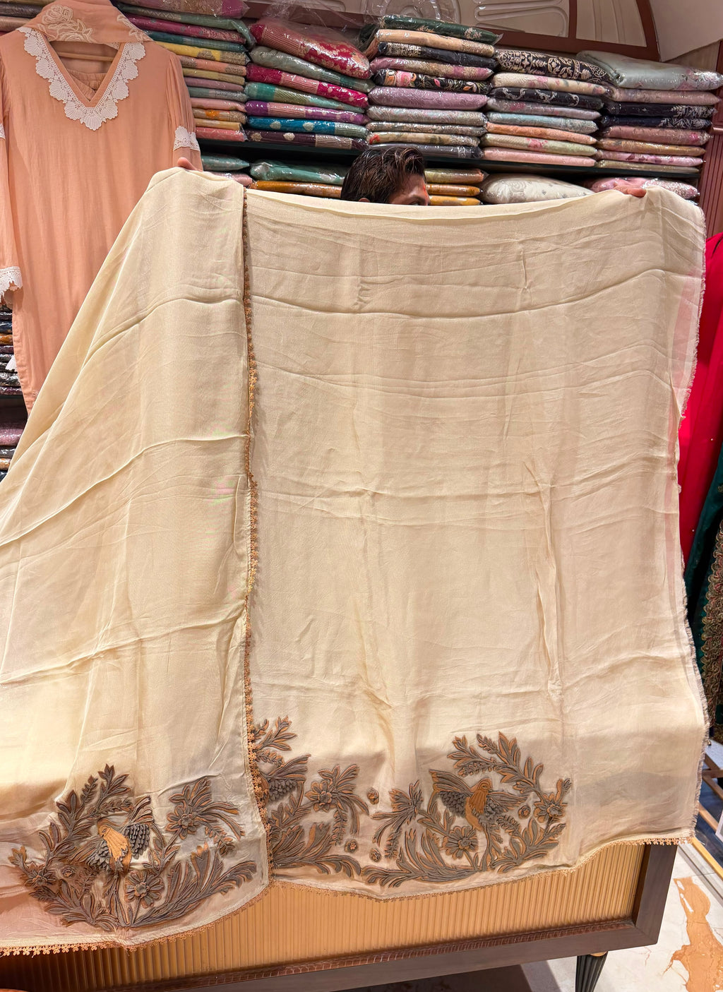 DESERT PALM ORGANZA UNSTITCHED SUIT