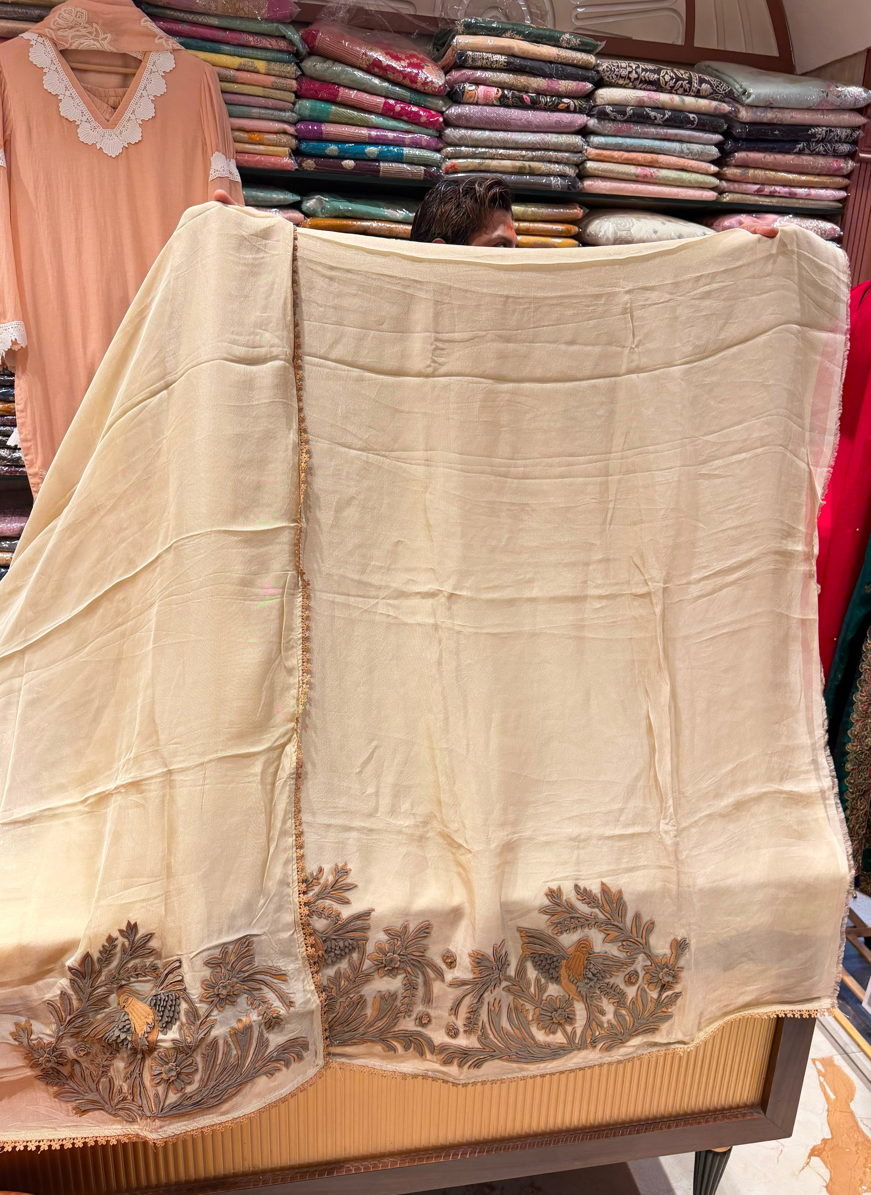 DESERT PALM ORGANZA UNSTITCHED SUIT