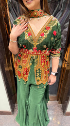 Raabta Velvet Peplum Shirt with Sharara
