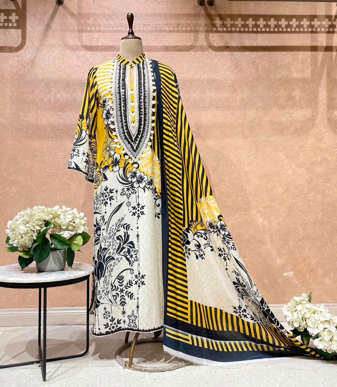 Zaria Muslin Cotton Pakistani Suit