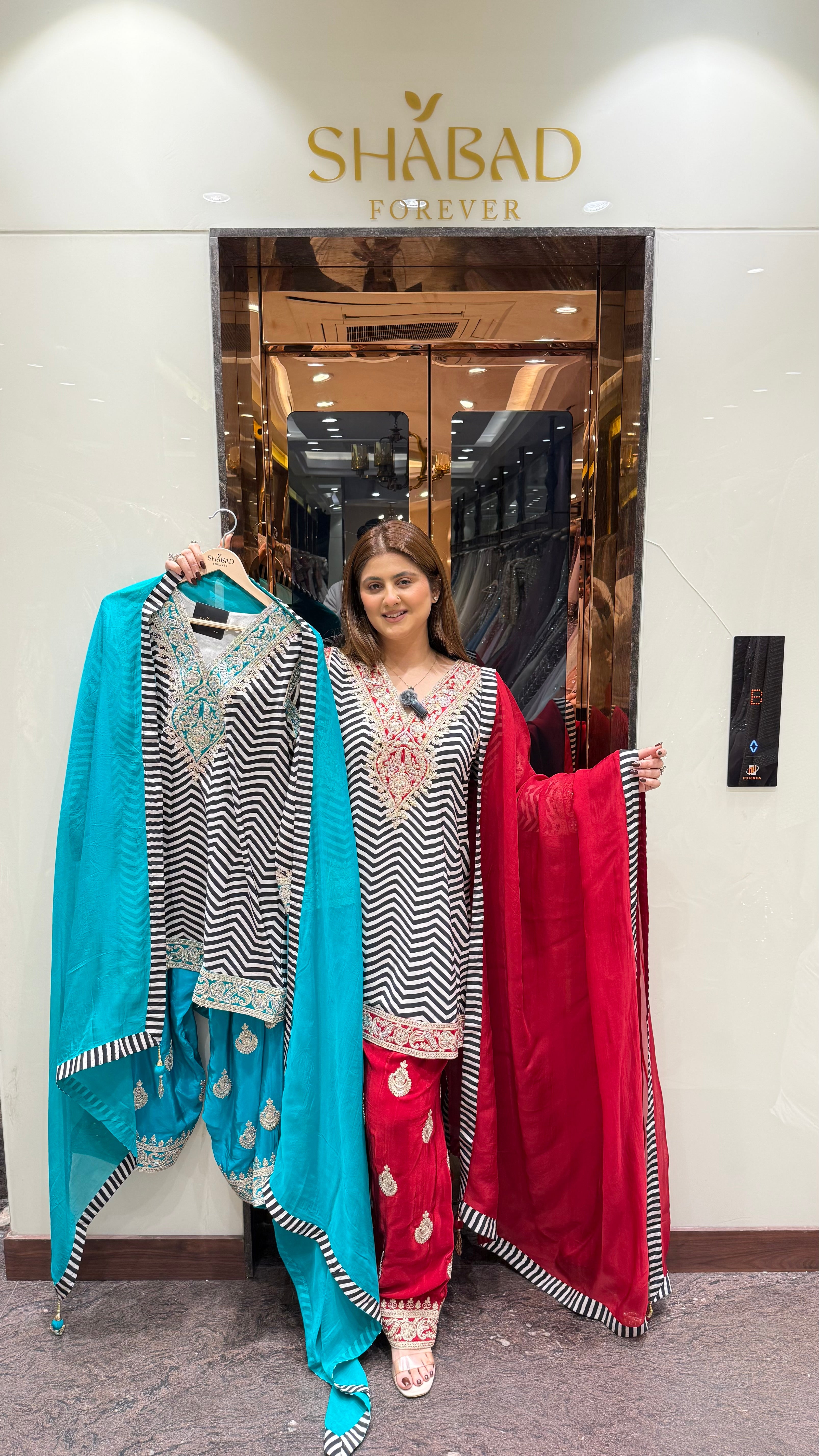 Colour block contrast farshi salwar suit