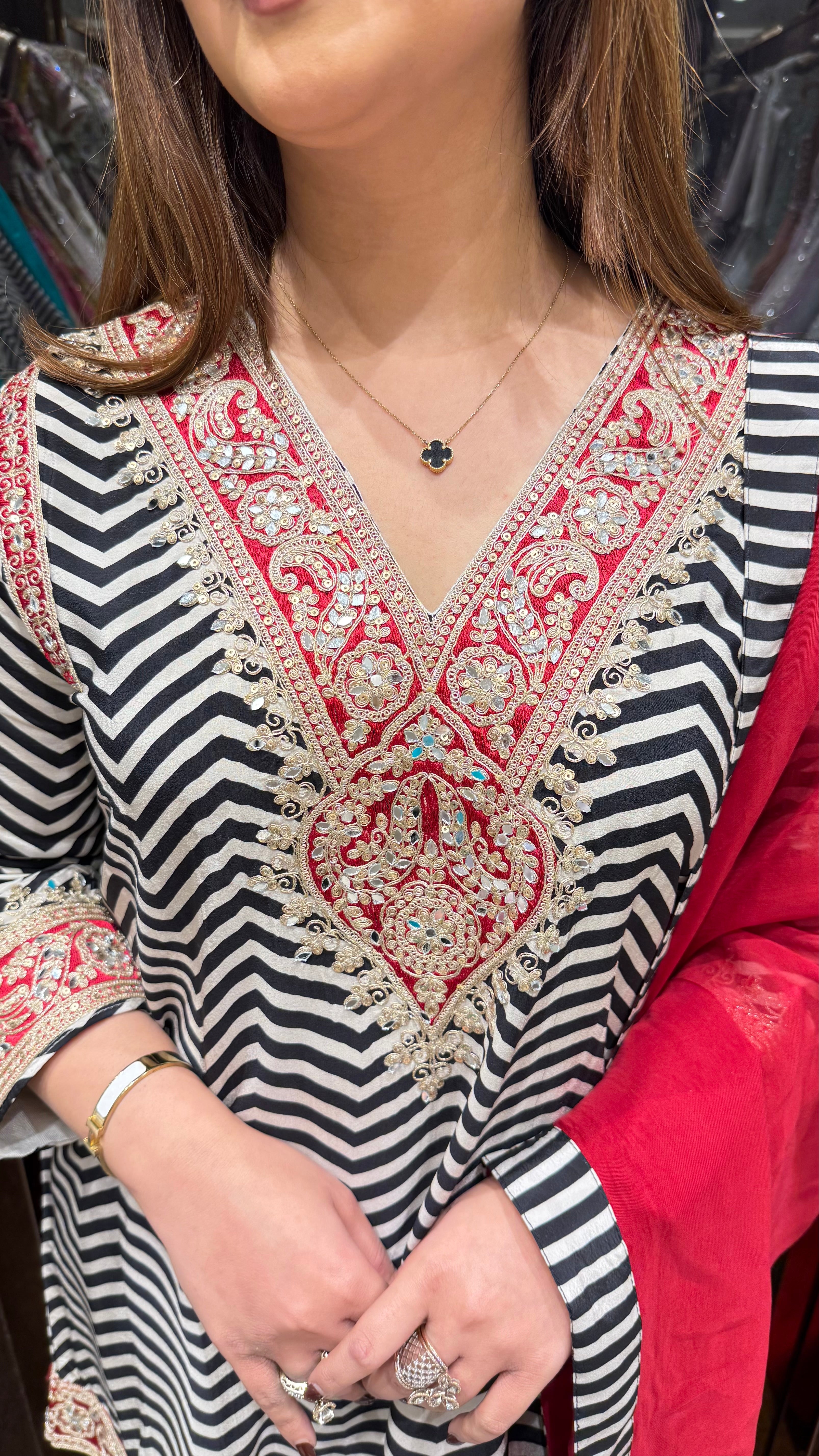 Colour block contrast farshi salwar suit