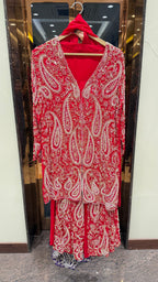 Handwork Chinon Suit With Pearlwork & Katdana Detailing
