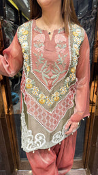 Designer floral organza coordset with farshi salwar