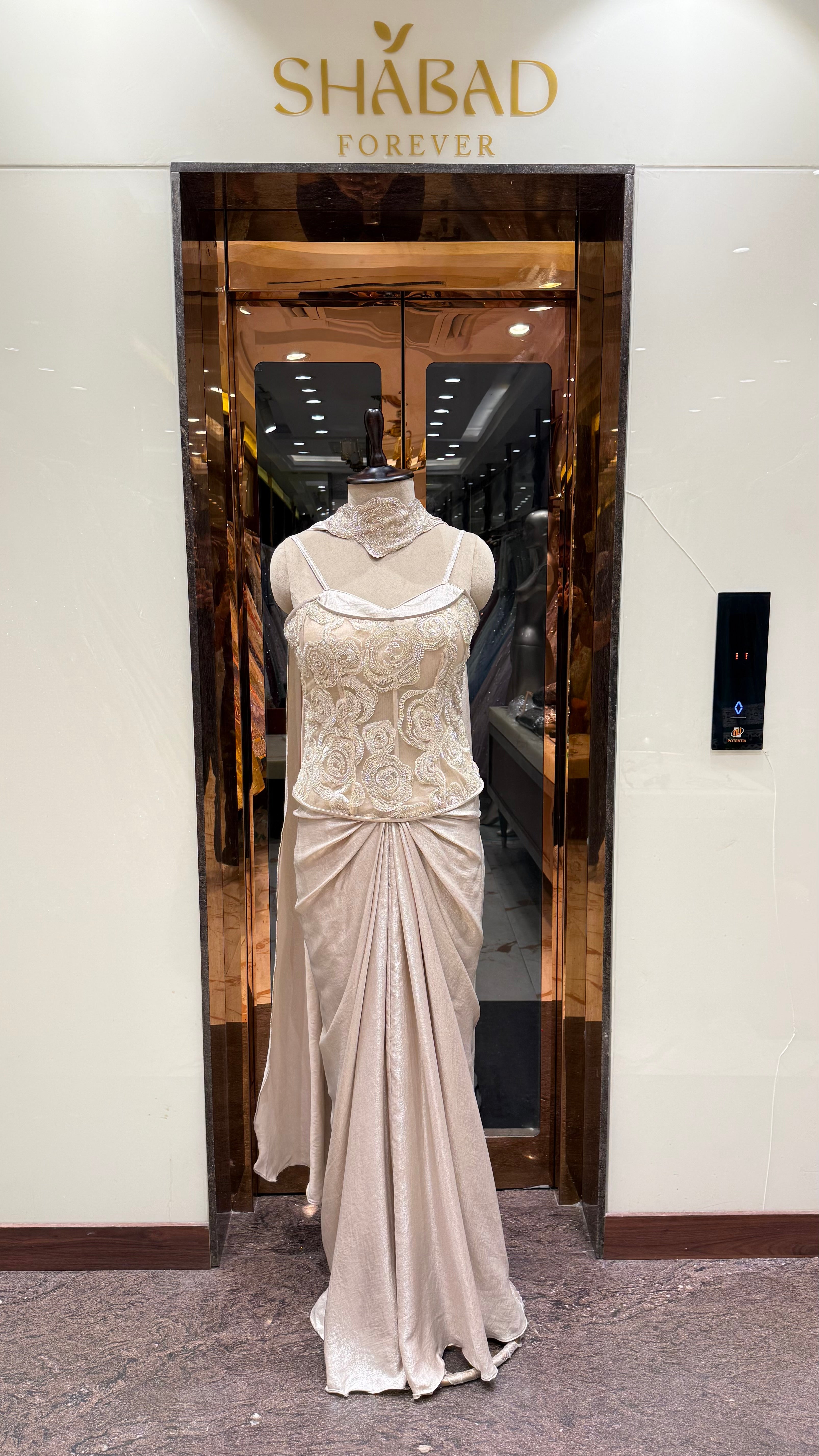 PEARL WHISPER CORSET DRAPE SKIRT WITH CHOKER