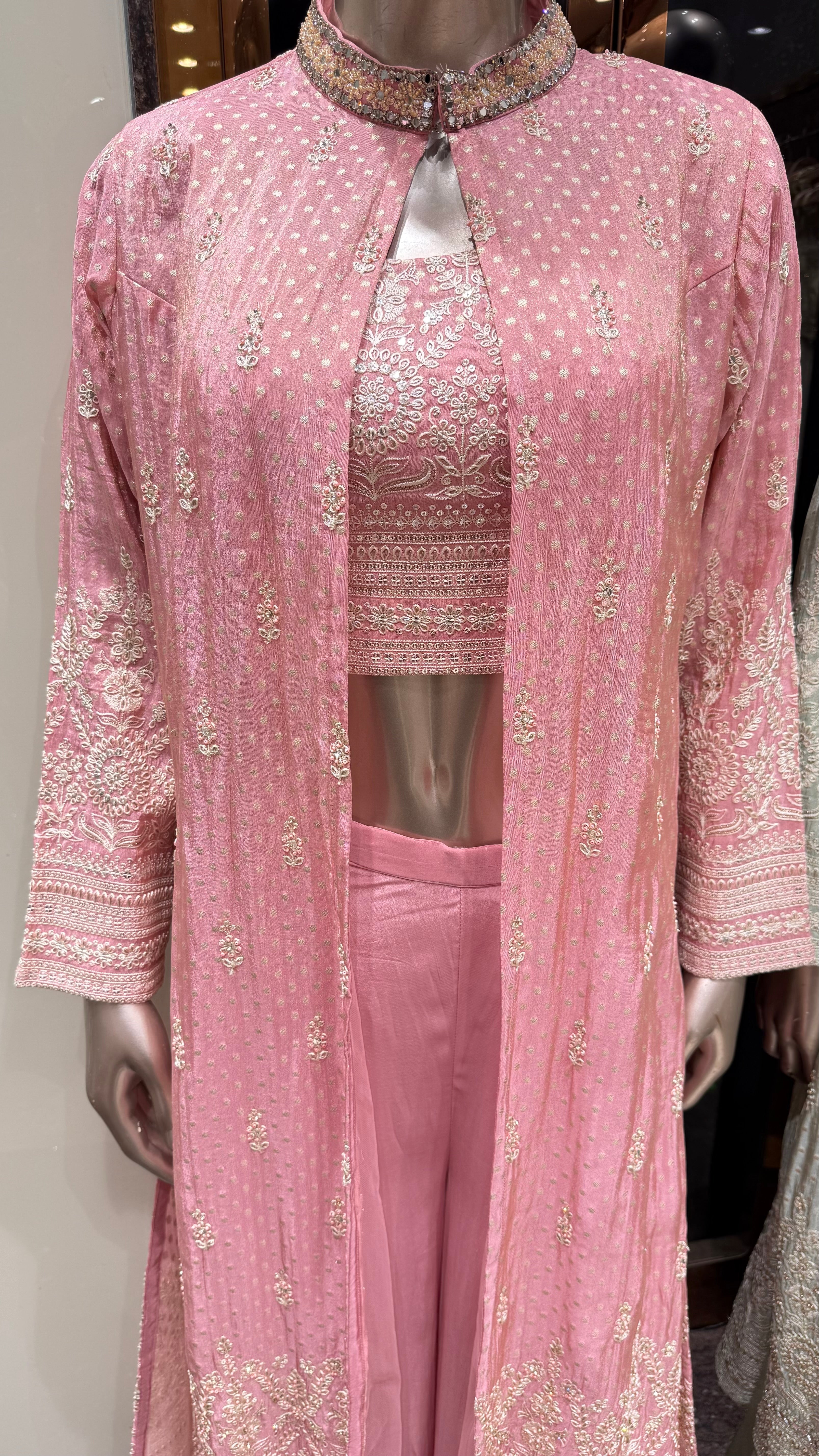 LONG JACKET EMBROIDERED PALAZZO SET