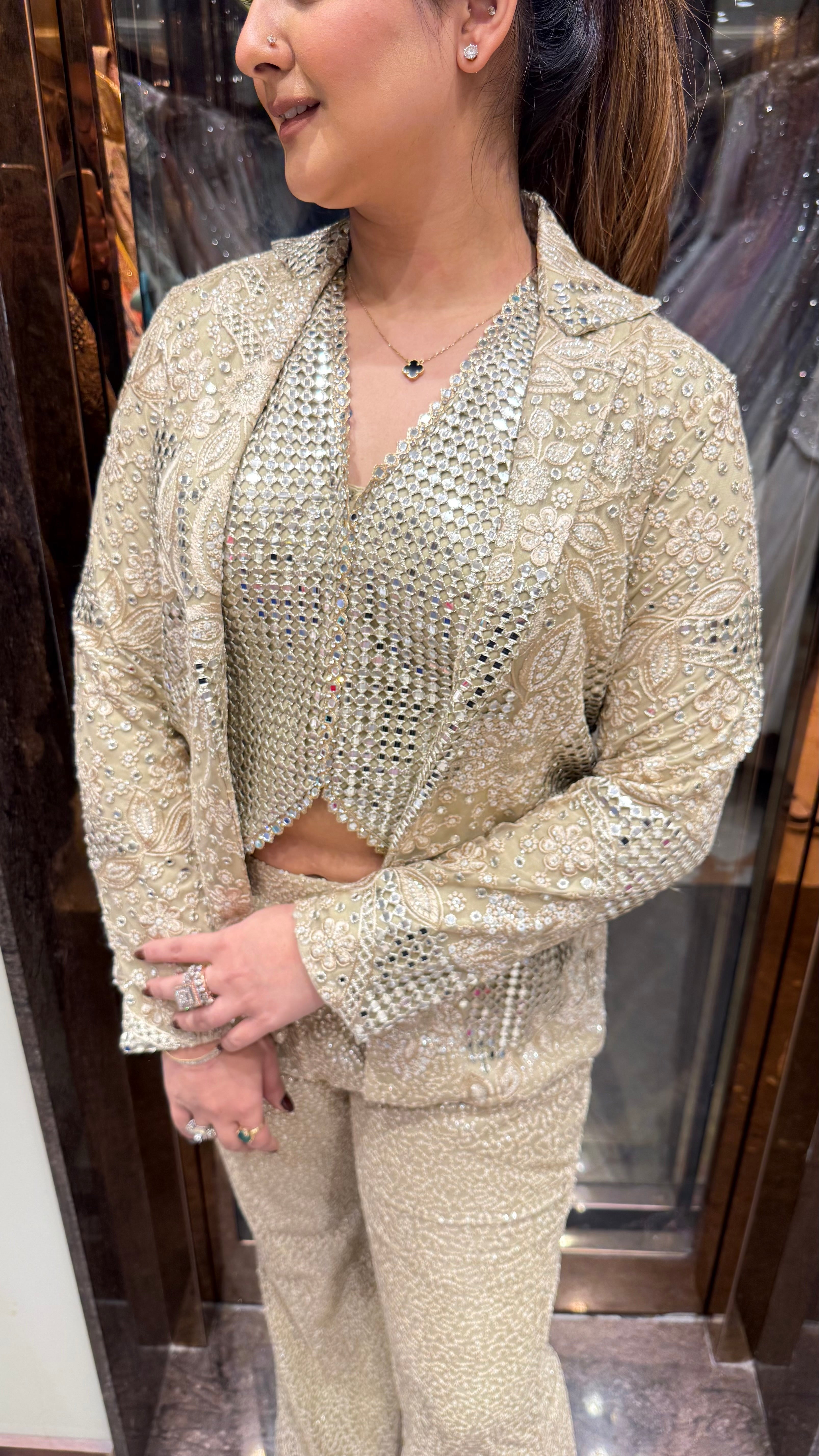 Indowestern blazer set with waistcoat